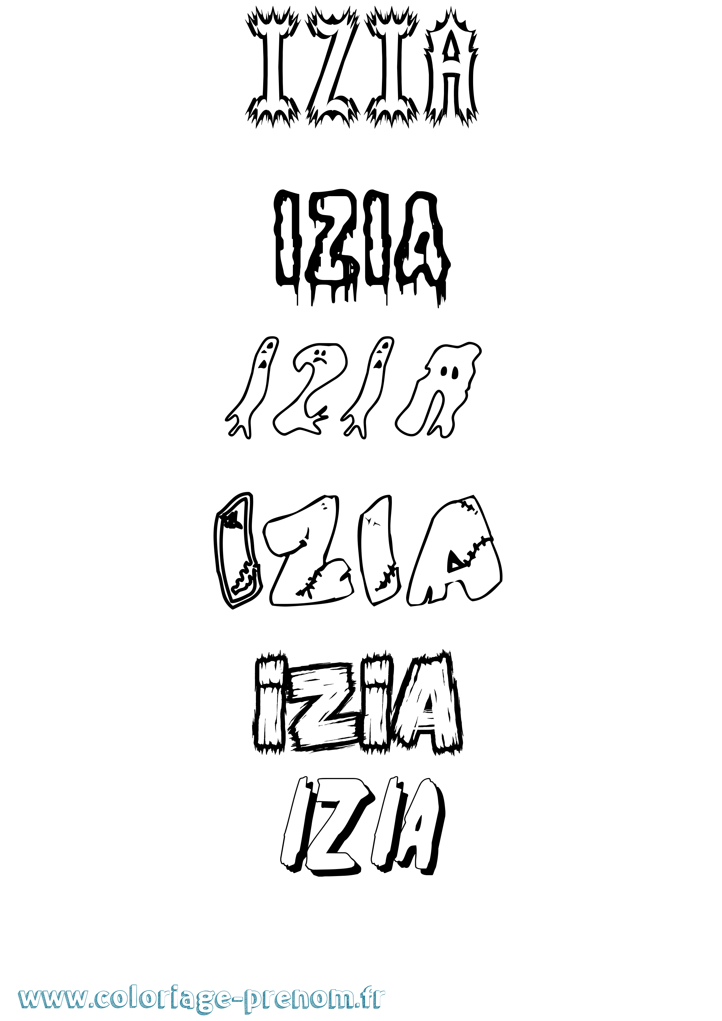 Coloriage Izia Coloriage prénom Izia