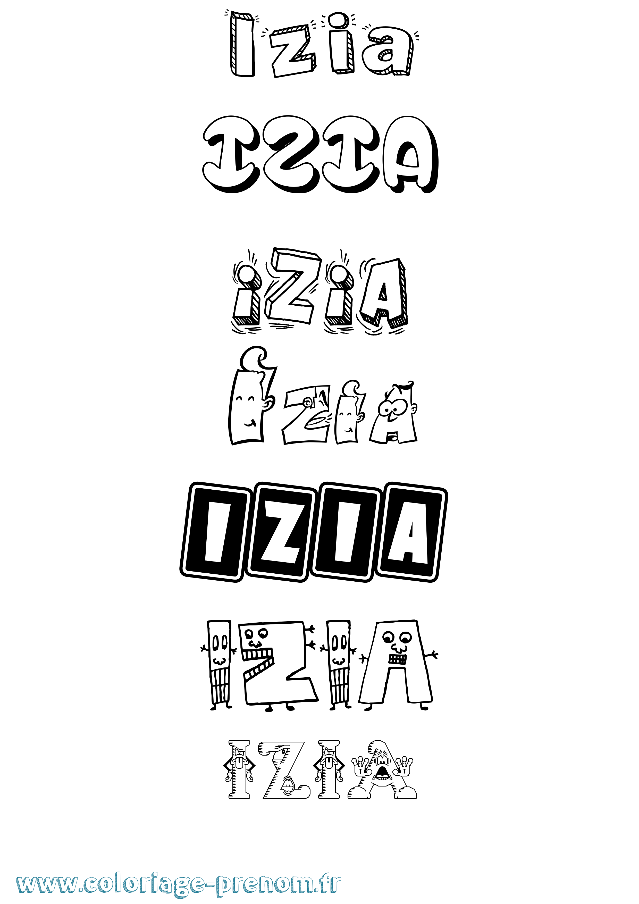 Coloriage Izia Coloriage prénom Izia