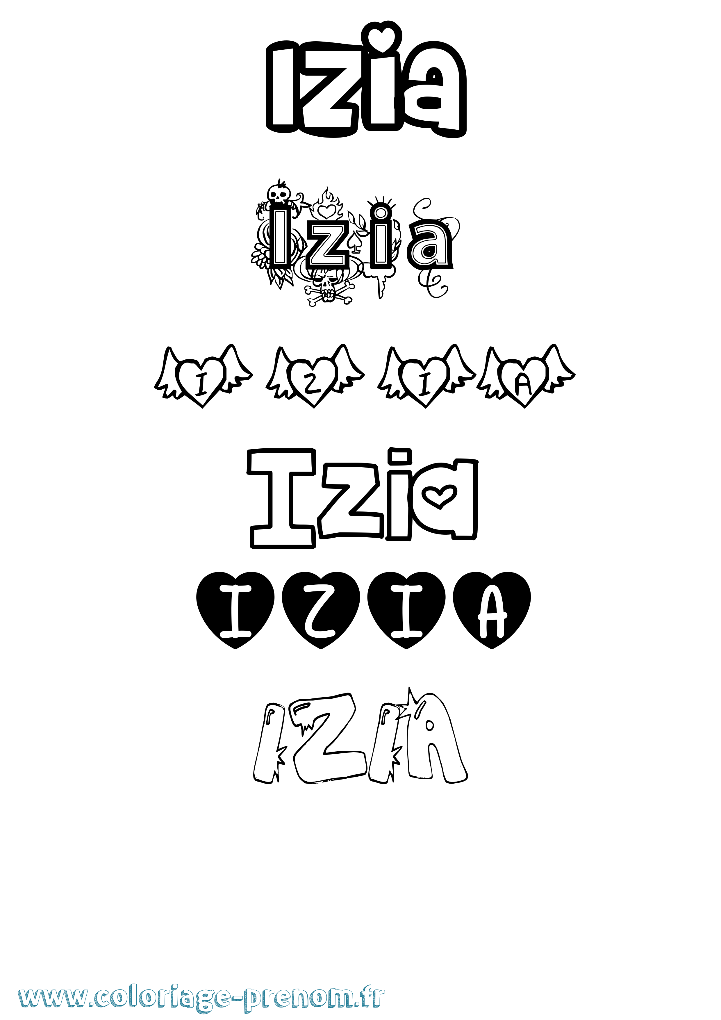 Coloriage Izia Coloriage prénom Izia