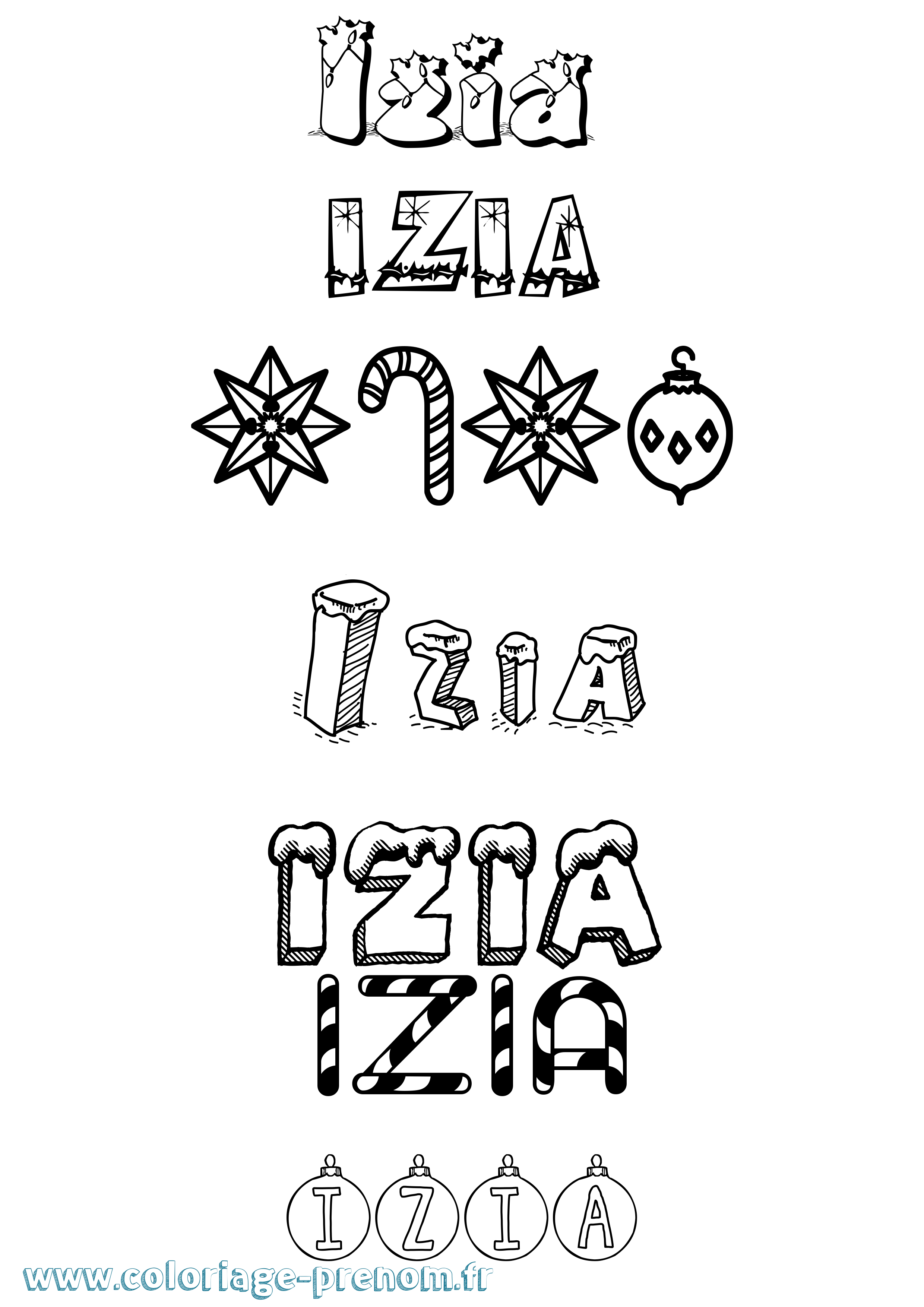 Coloriage Izia Coloriage prénom Izia