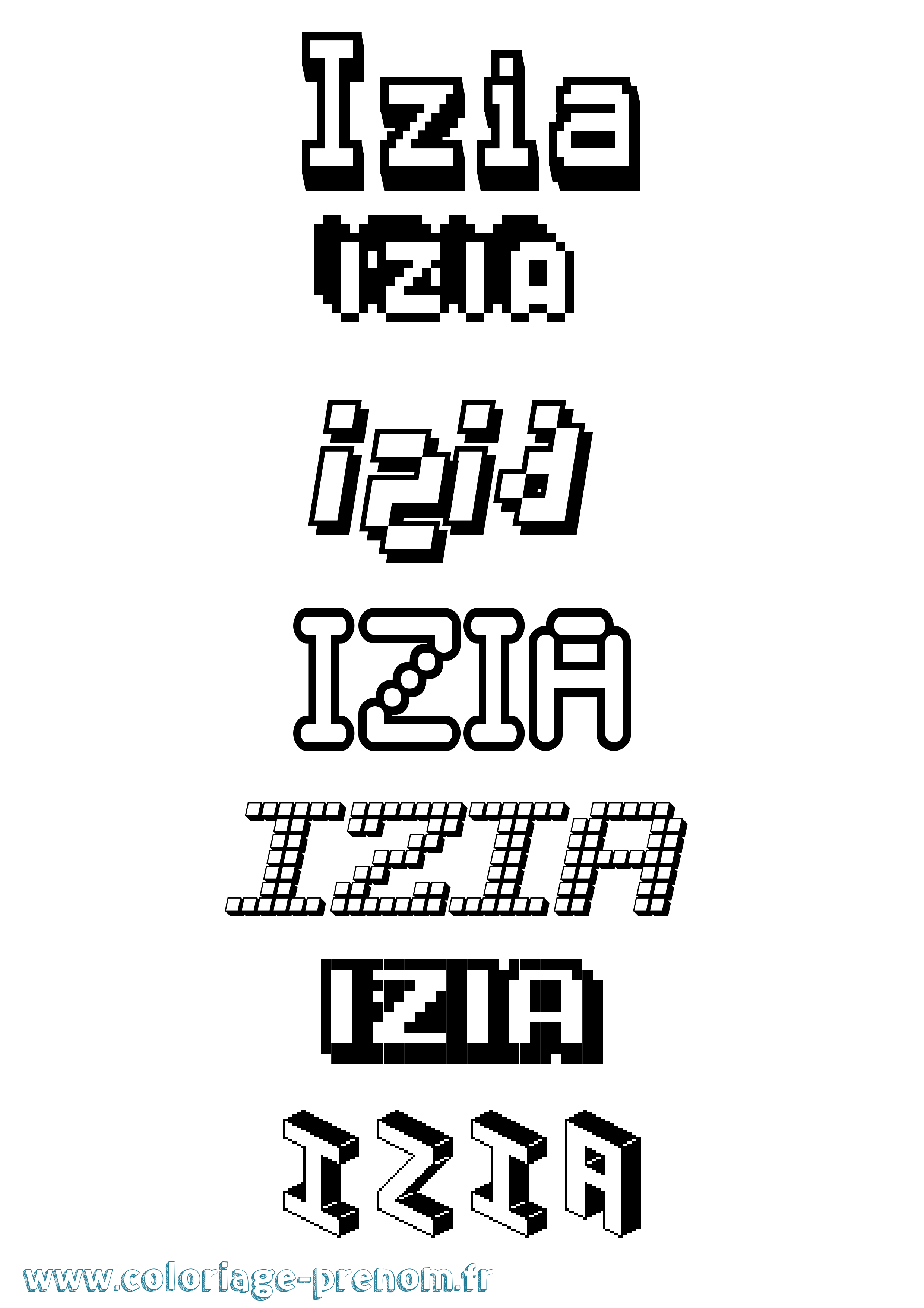 Coloriage Izia Coloriage prénom Izia