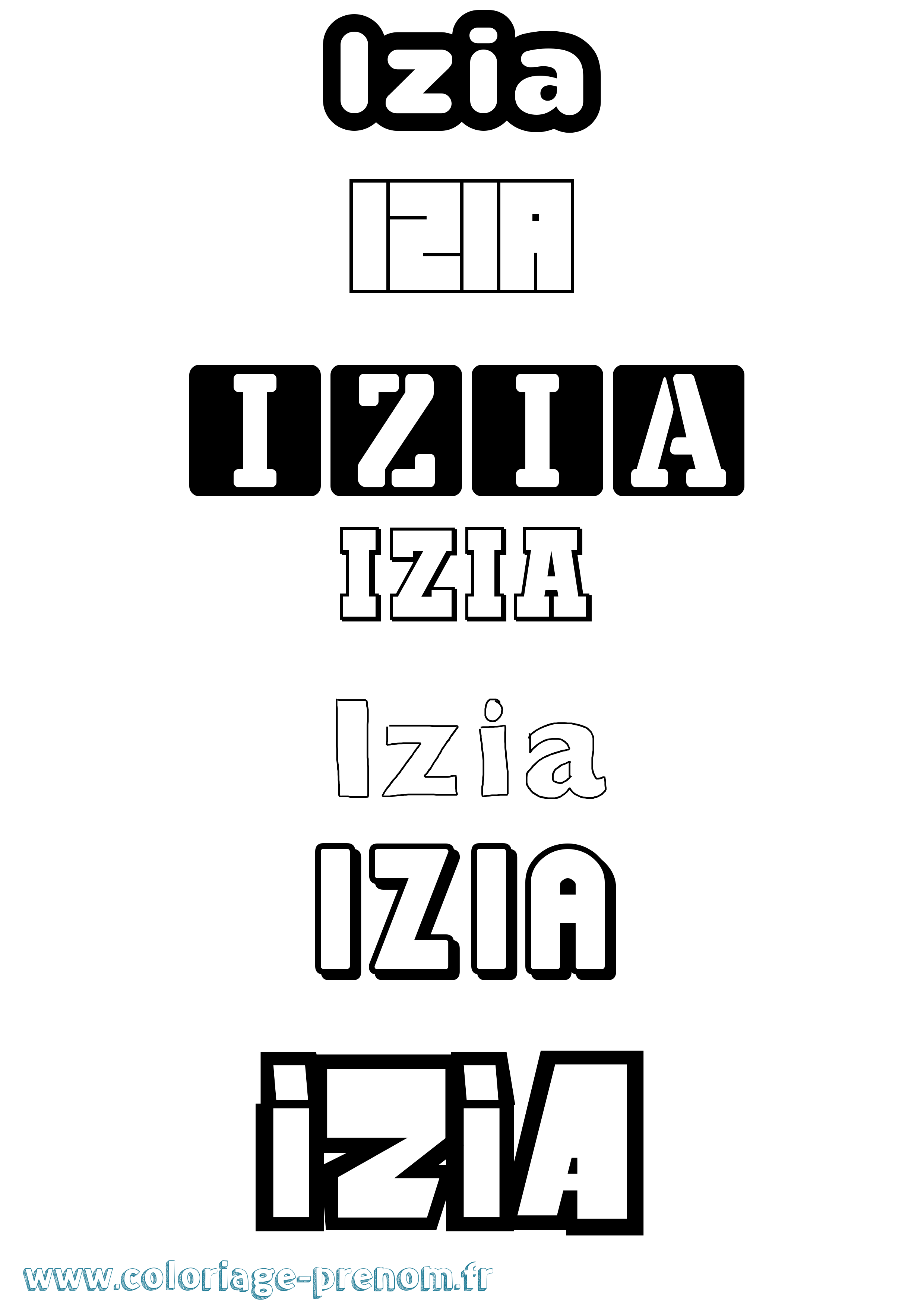 Coloriage Izia Coloriage prénom Izia
