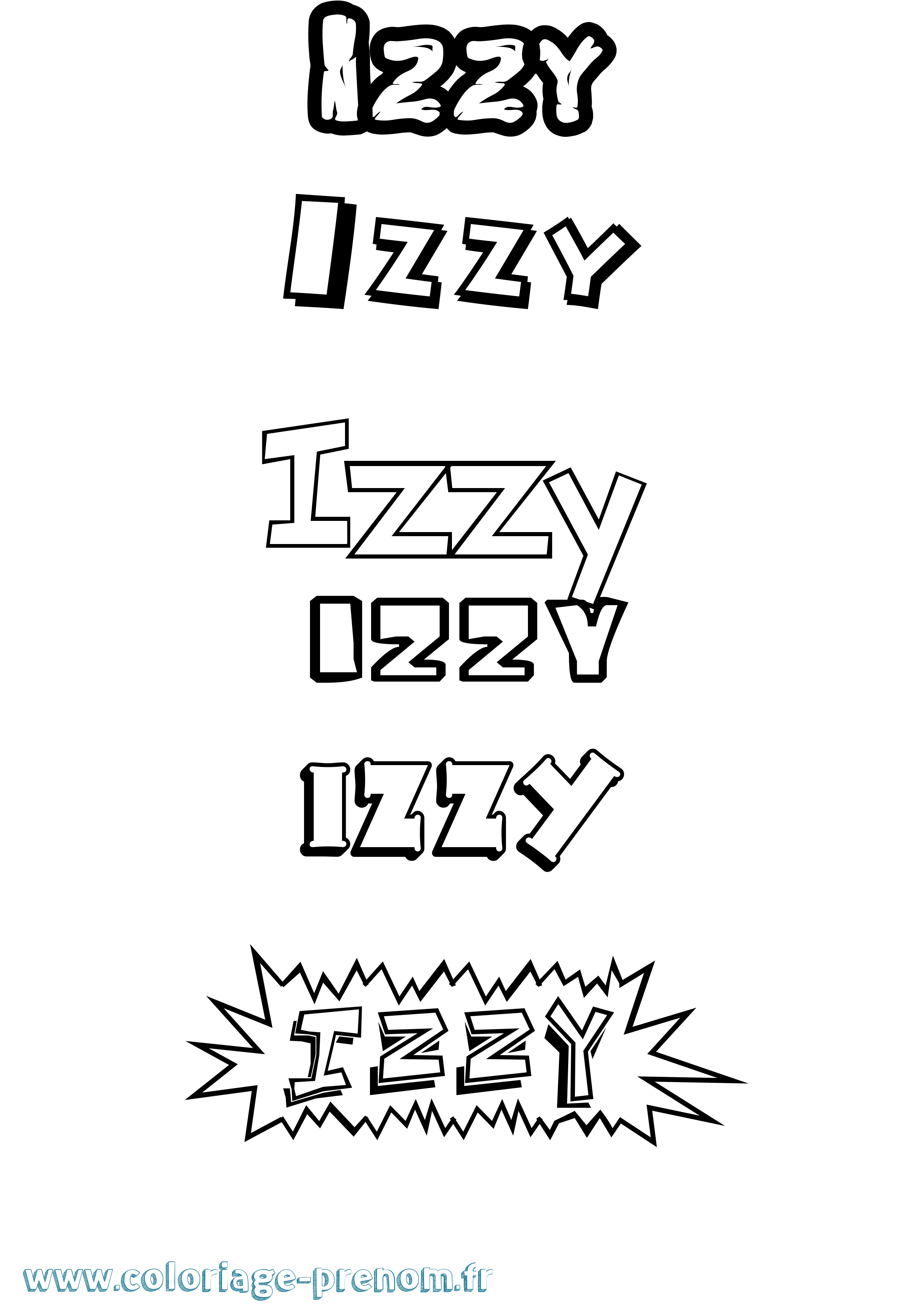 Coloriage prénom Izzy Dessin Animé