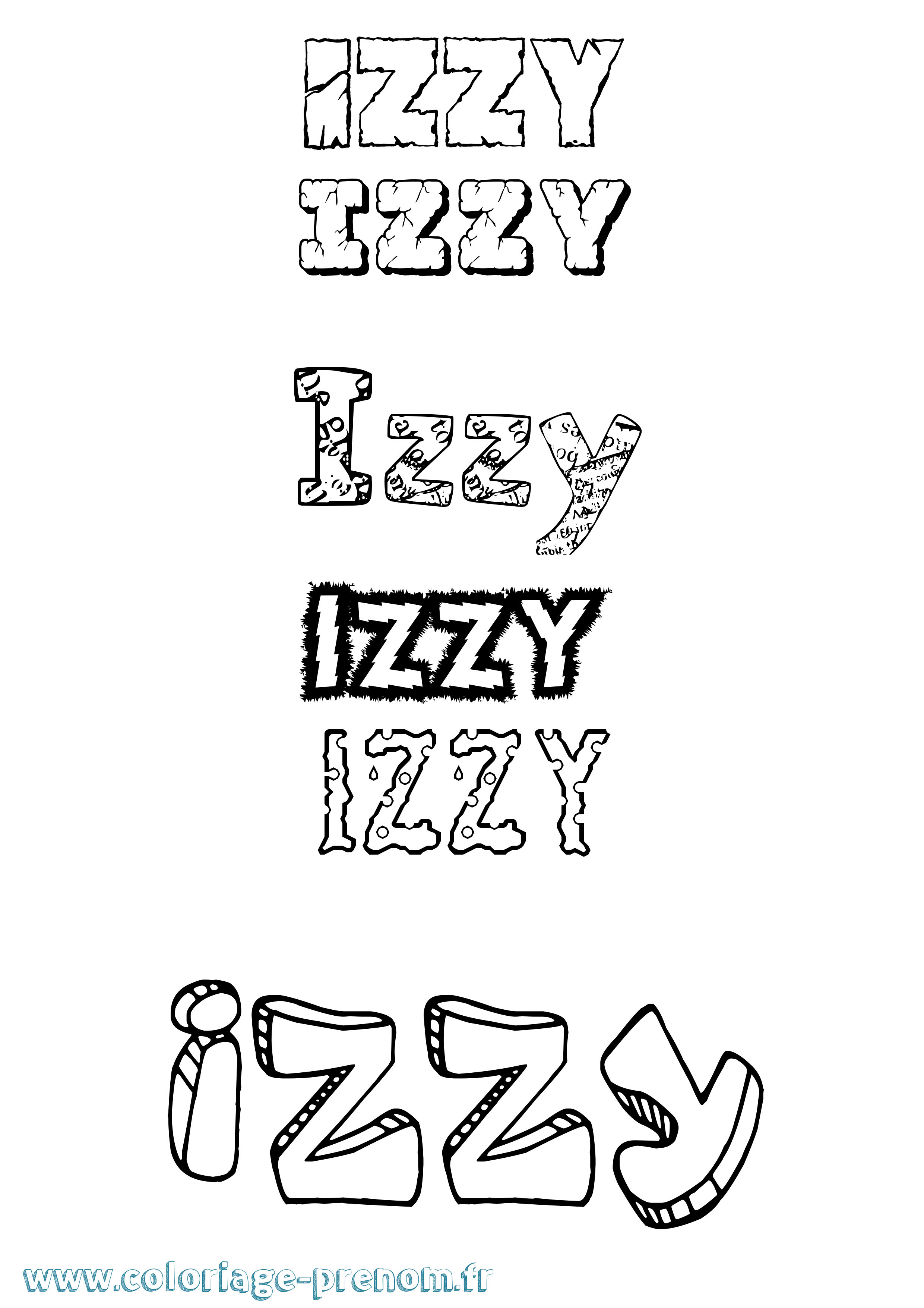 Coloriage prénom Izzy Destructuré