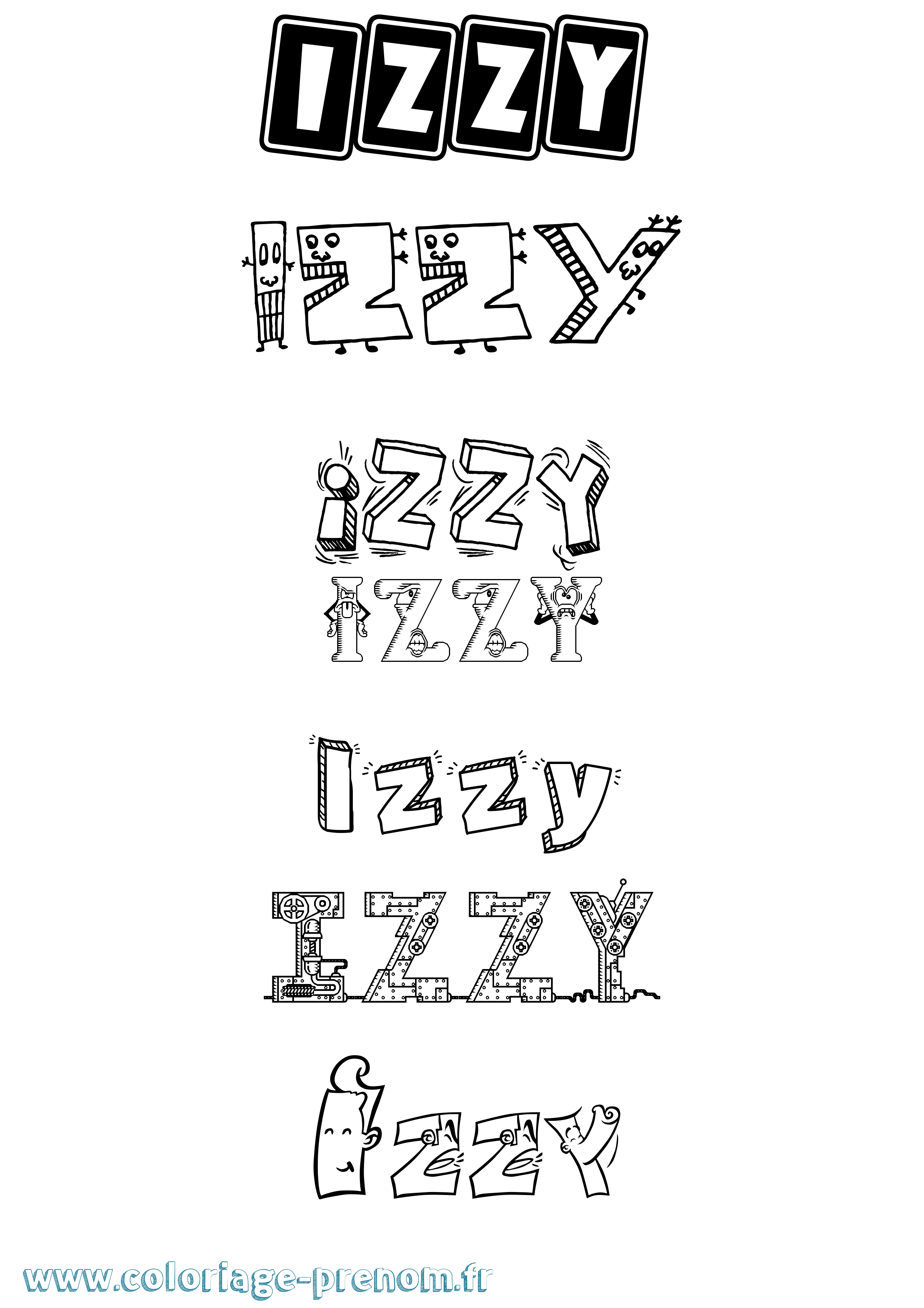 Coloriage prénom Izzy Fun