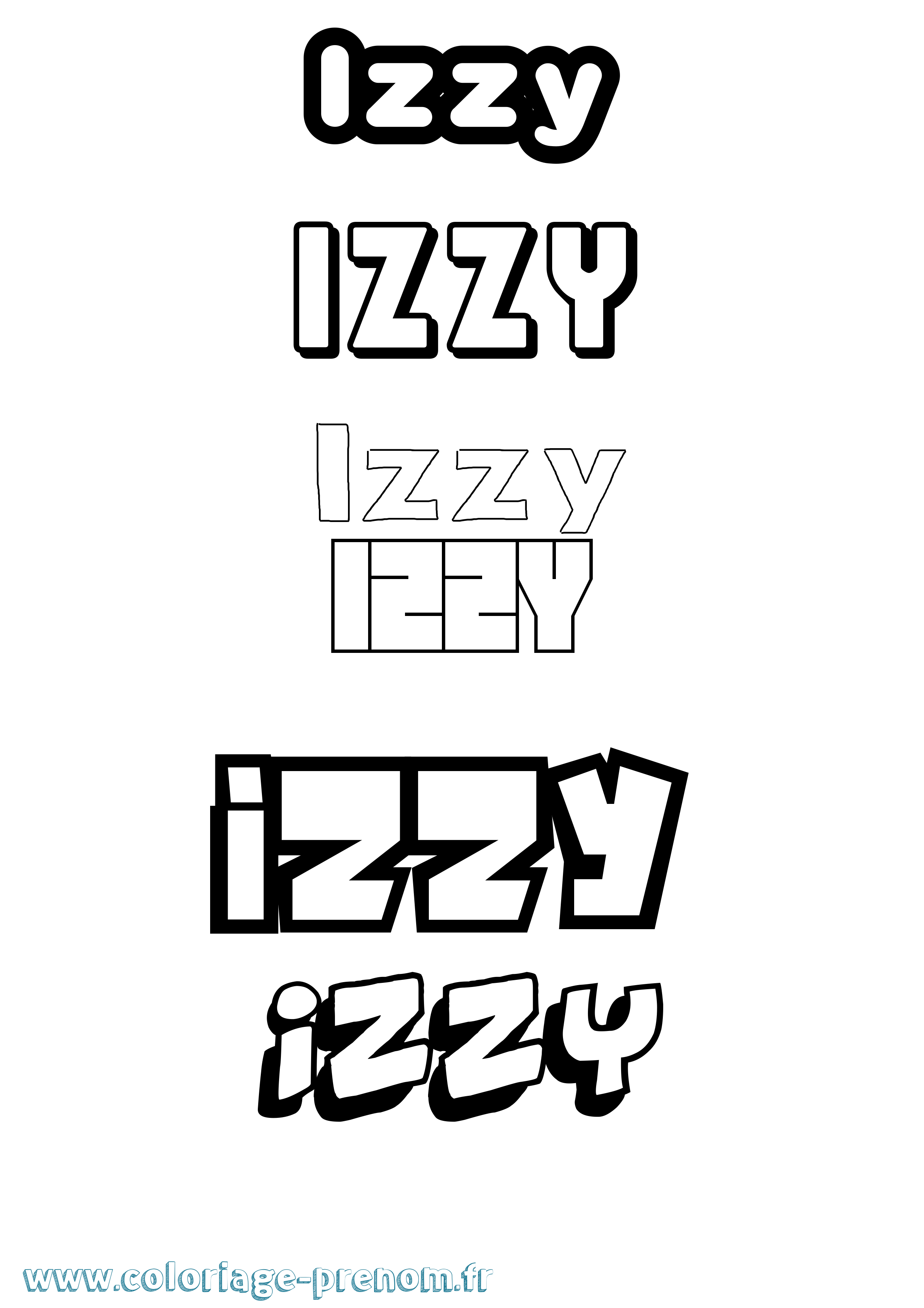 Coloriage prénom Izzy Simple