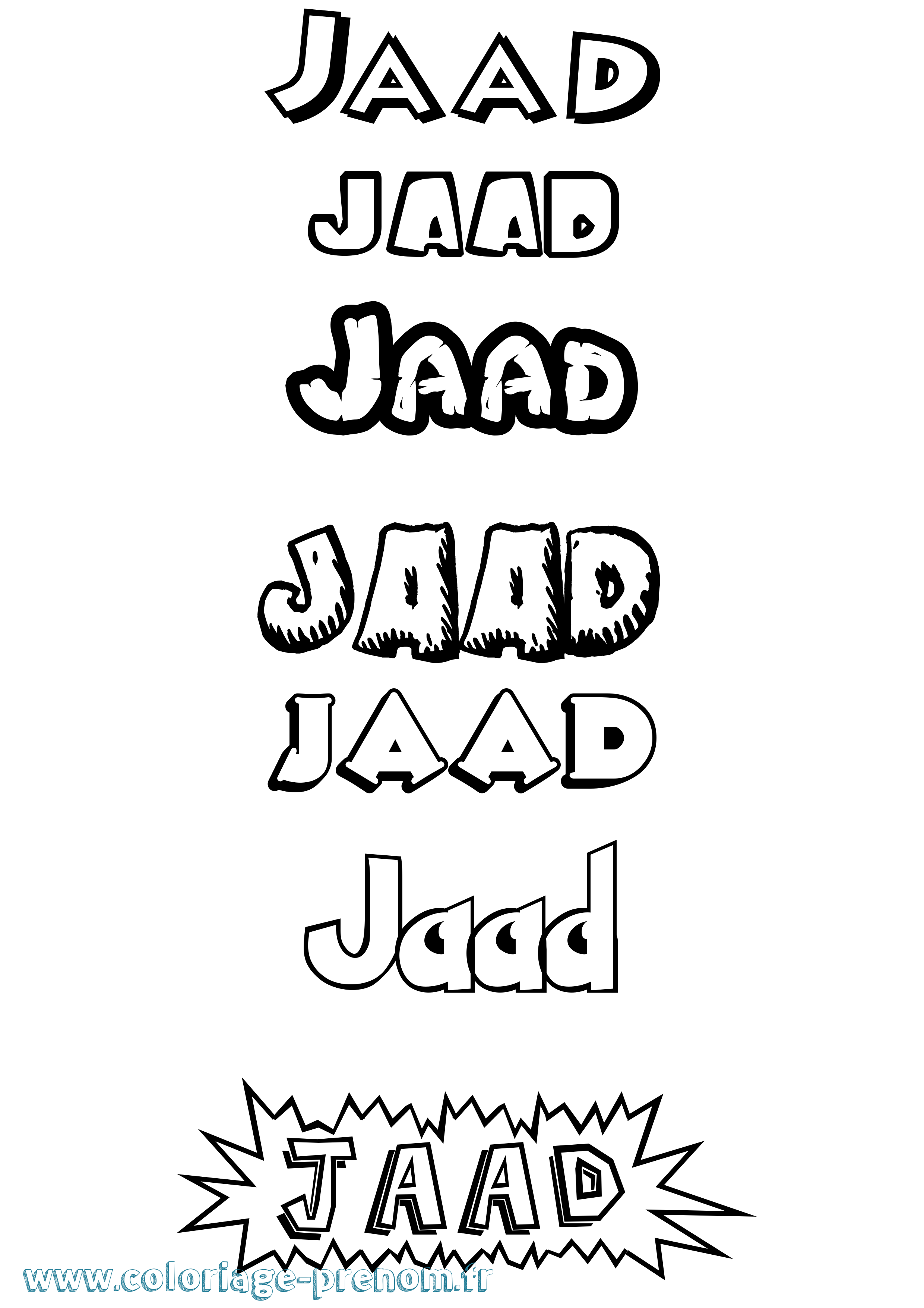 Coloriage prénom Jaad Dessin Animé