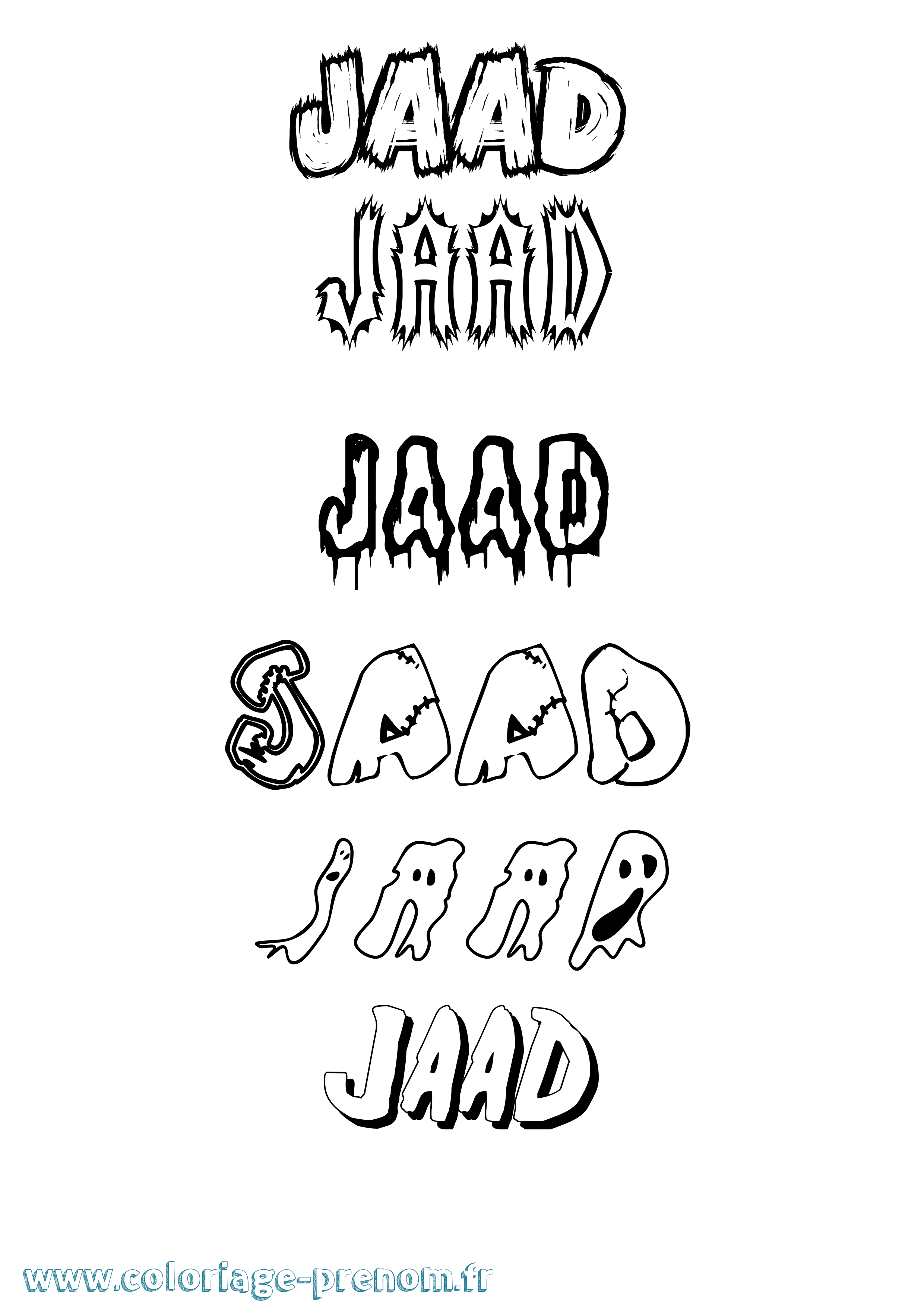 Coloriage prénom Jaad Frisson