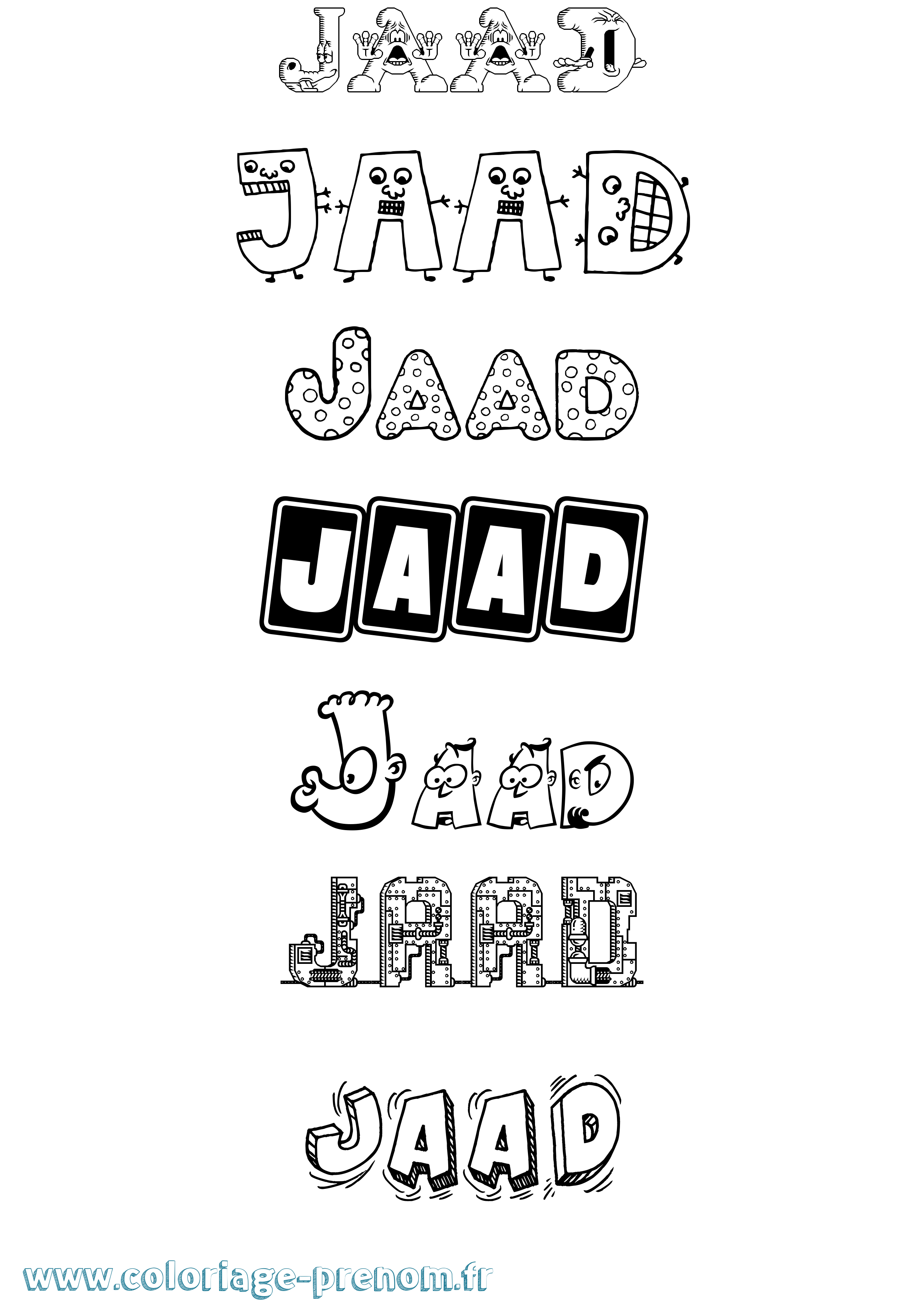 Coloriage prénom Jaad Fun
