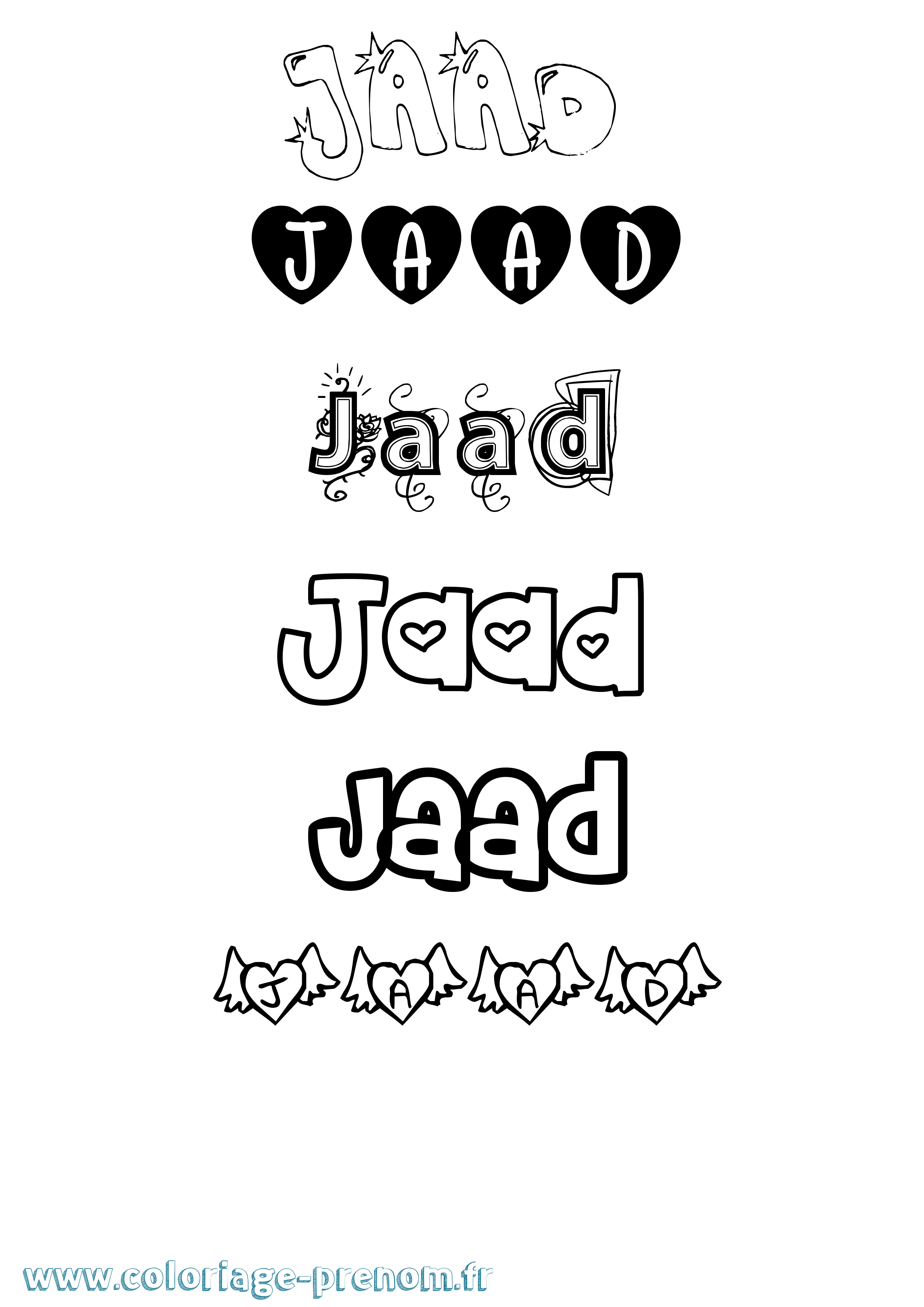 Coloriage prénom Jaad Girly