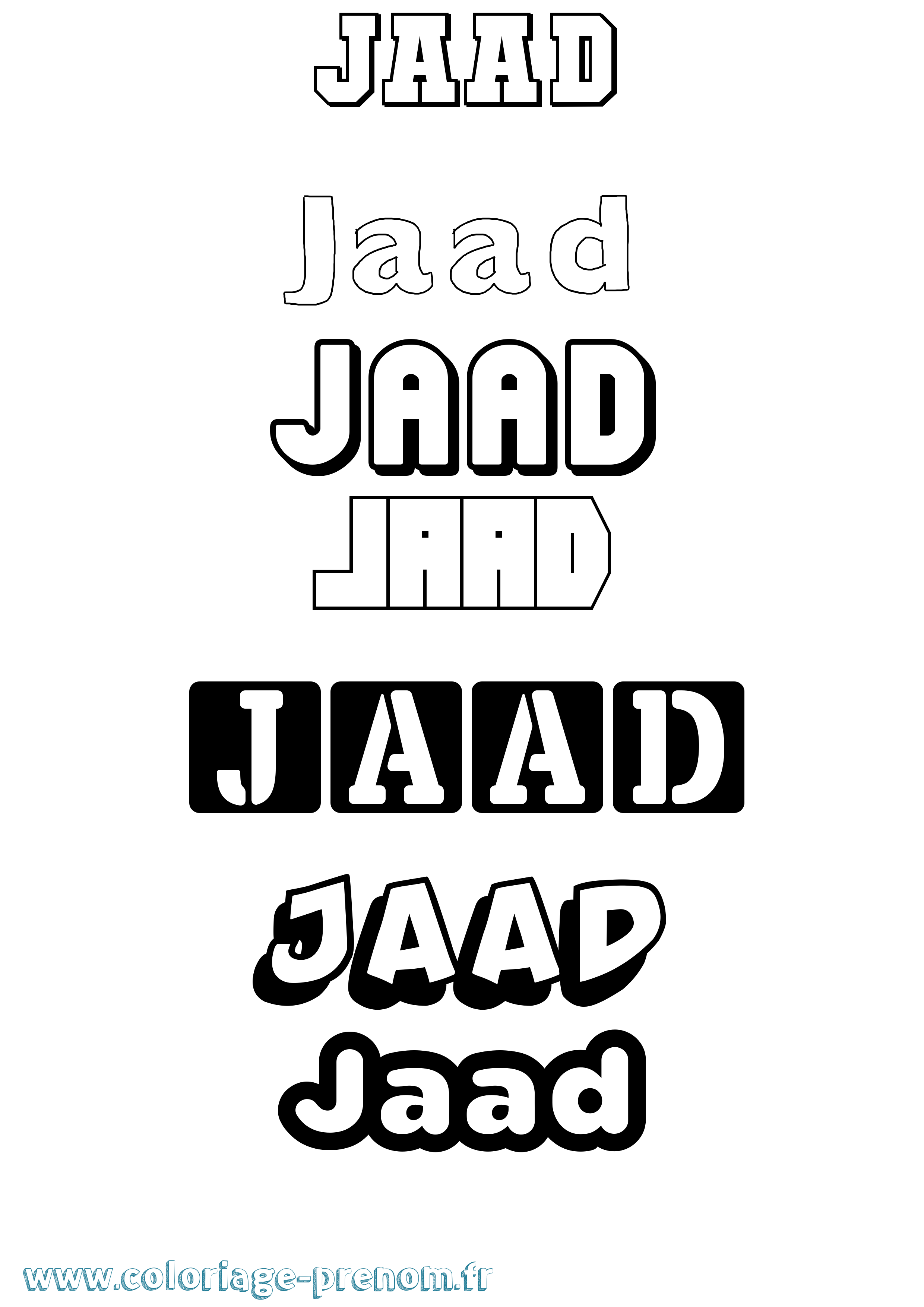 Coloriage prénom Jaad Simple