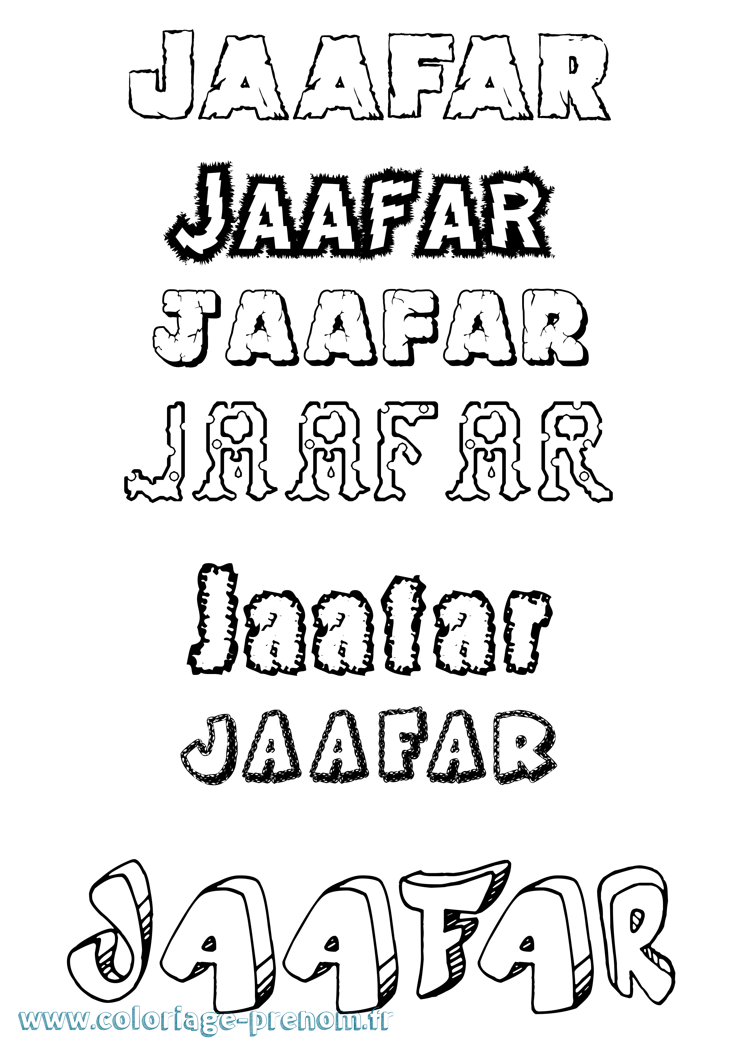Coloriage prénom Jaafar Destructuré