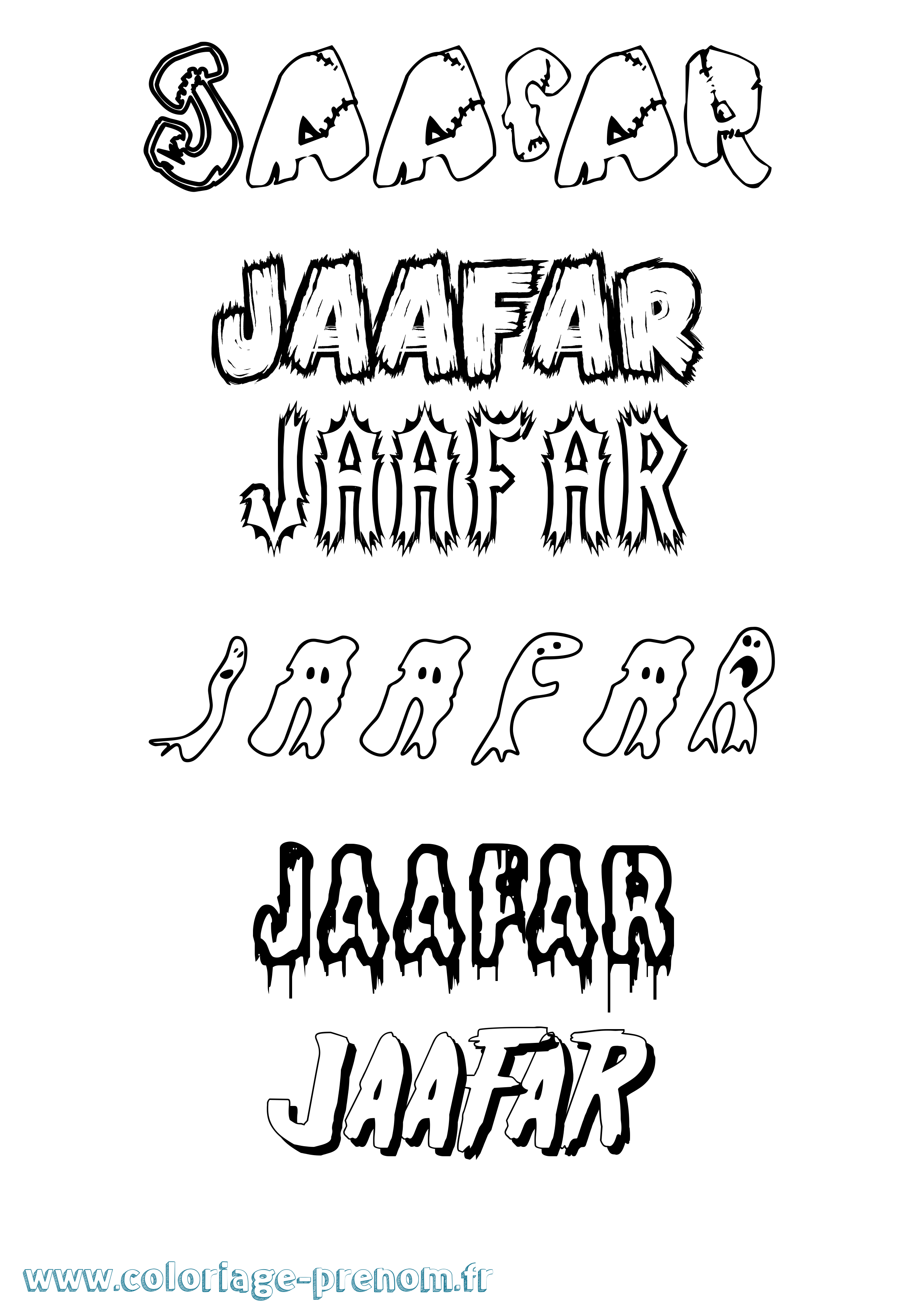 Coloriage prénom Jaafar Frisson