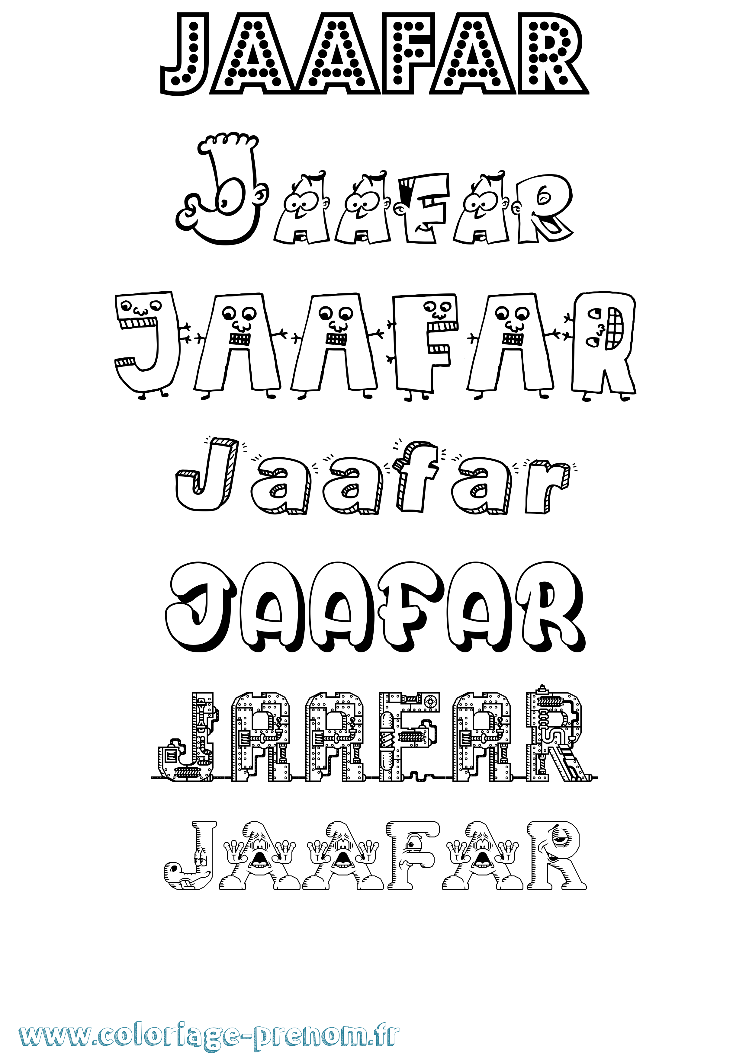 Coloriage prénom Jaafar Fun