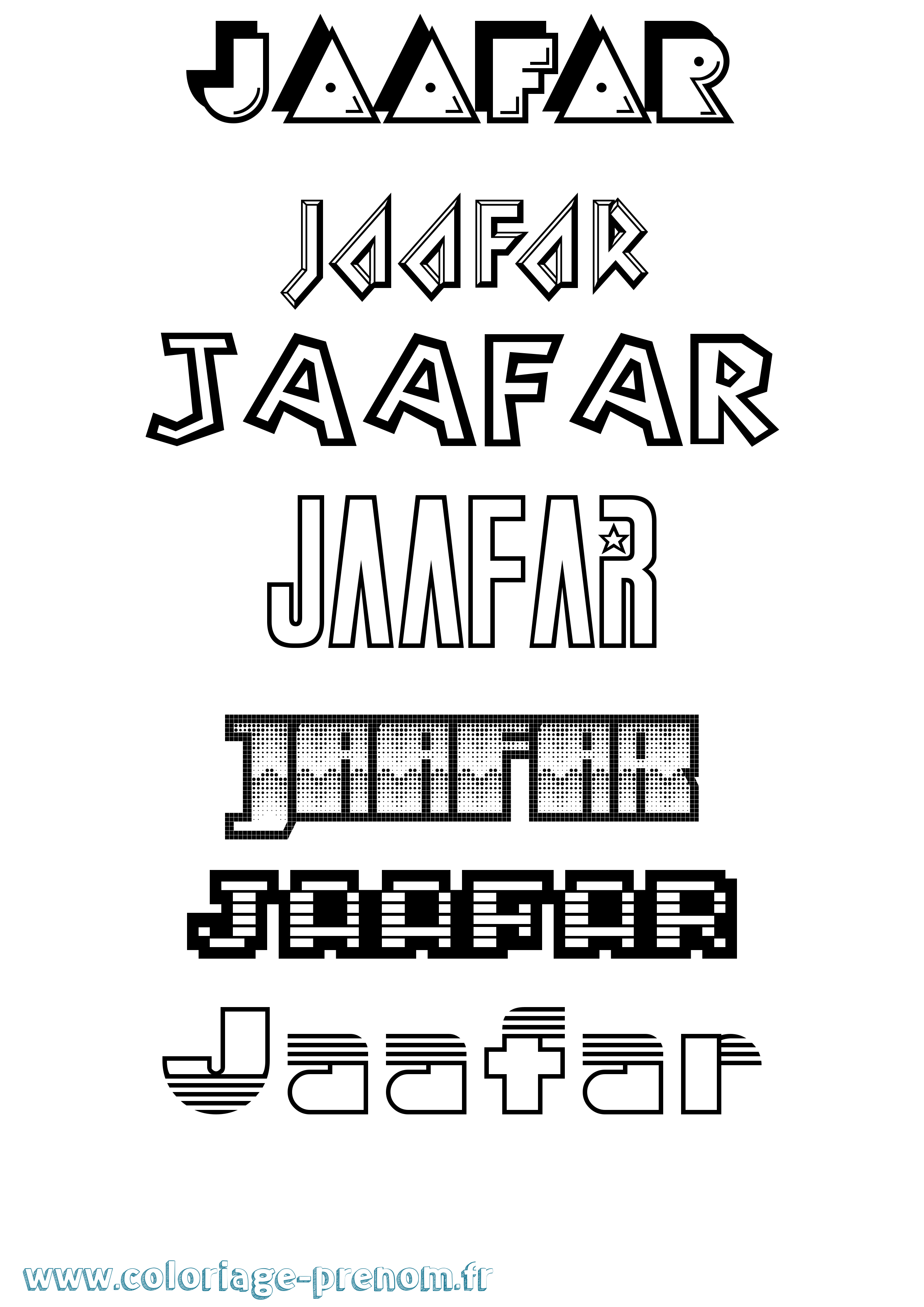 Coloriage prénom Jaafar Jeux Vidéos