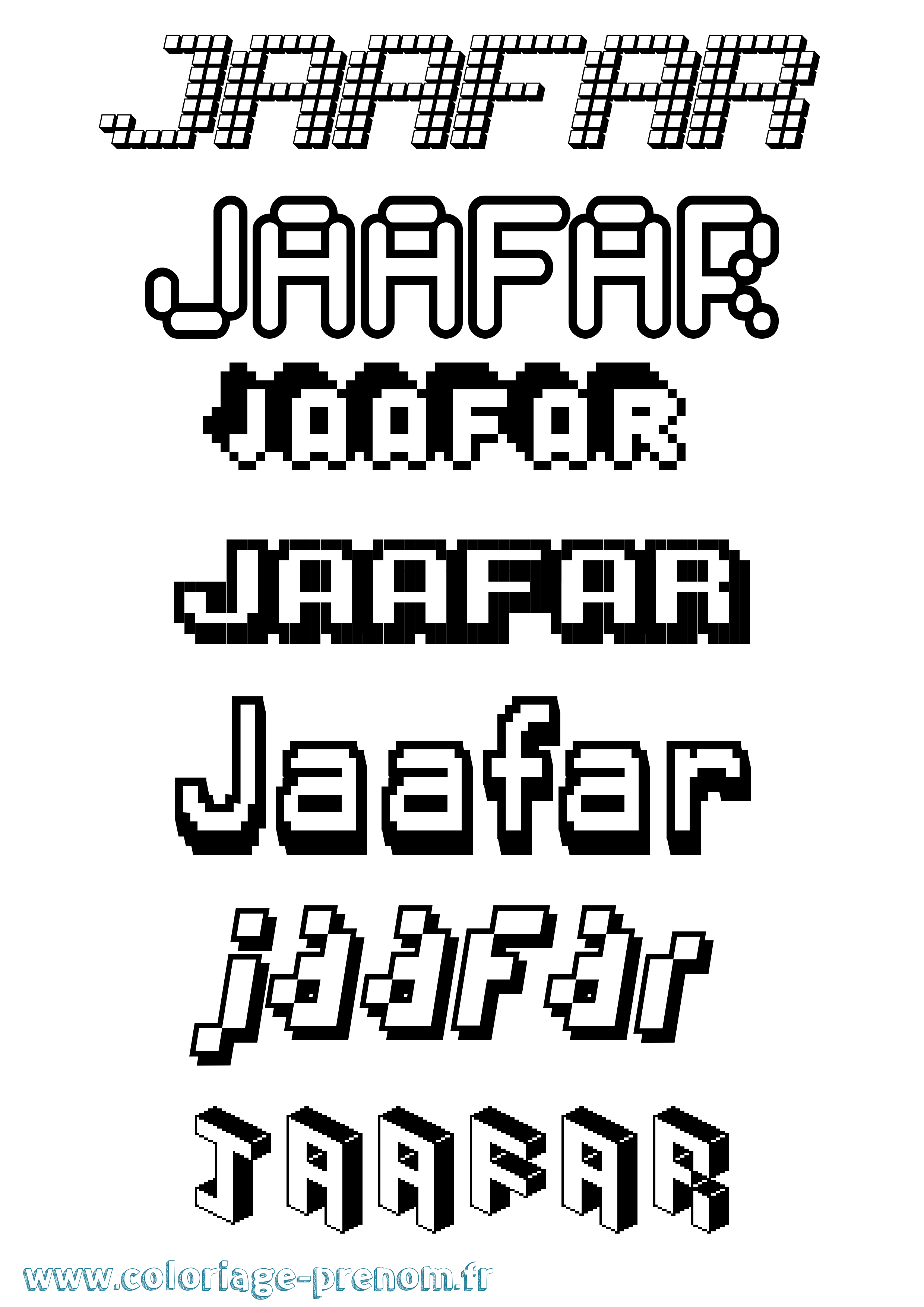 Coloriage prénom Jaafar Pixel