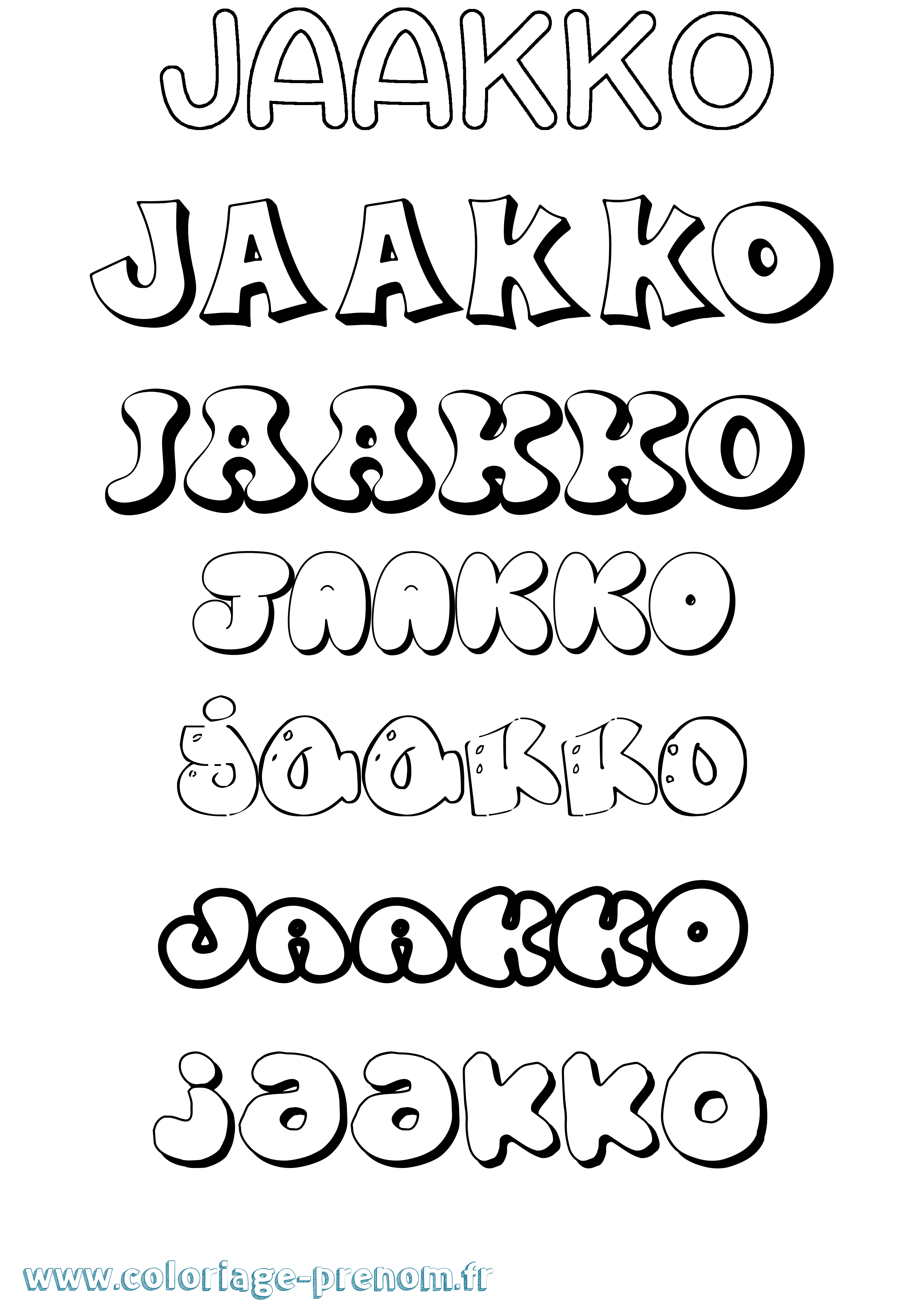 Coloriage Jaakko Bubble Coloriage prénom Jaakko Bubble