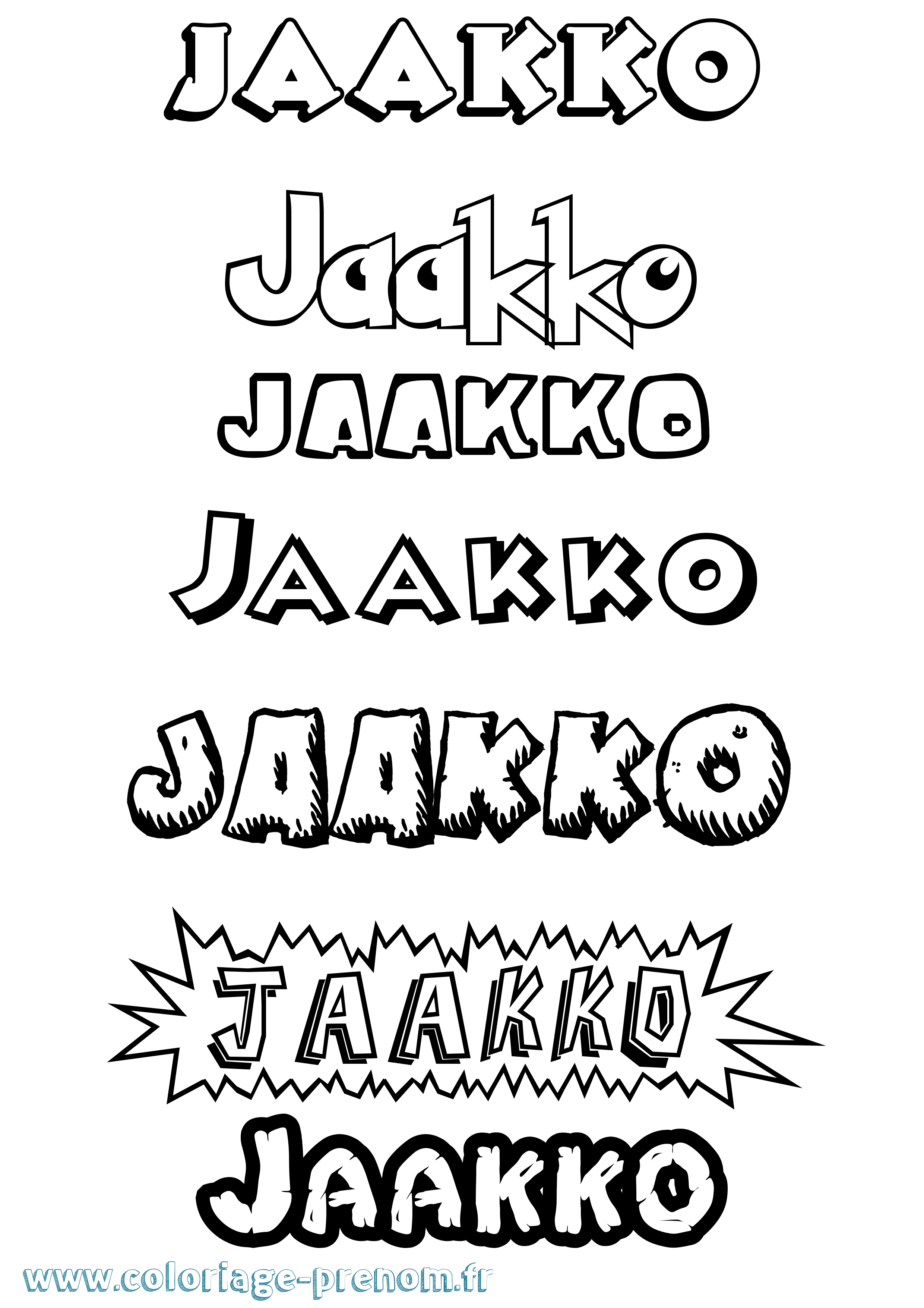 Coloriage Jaakko Dessin Animé Coloriage prénom Jaakko Dessin Animé