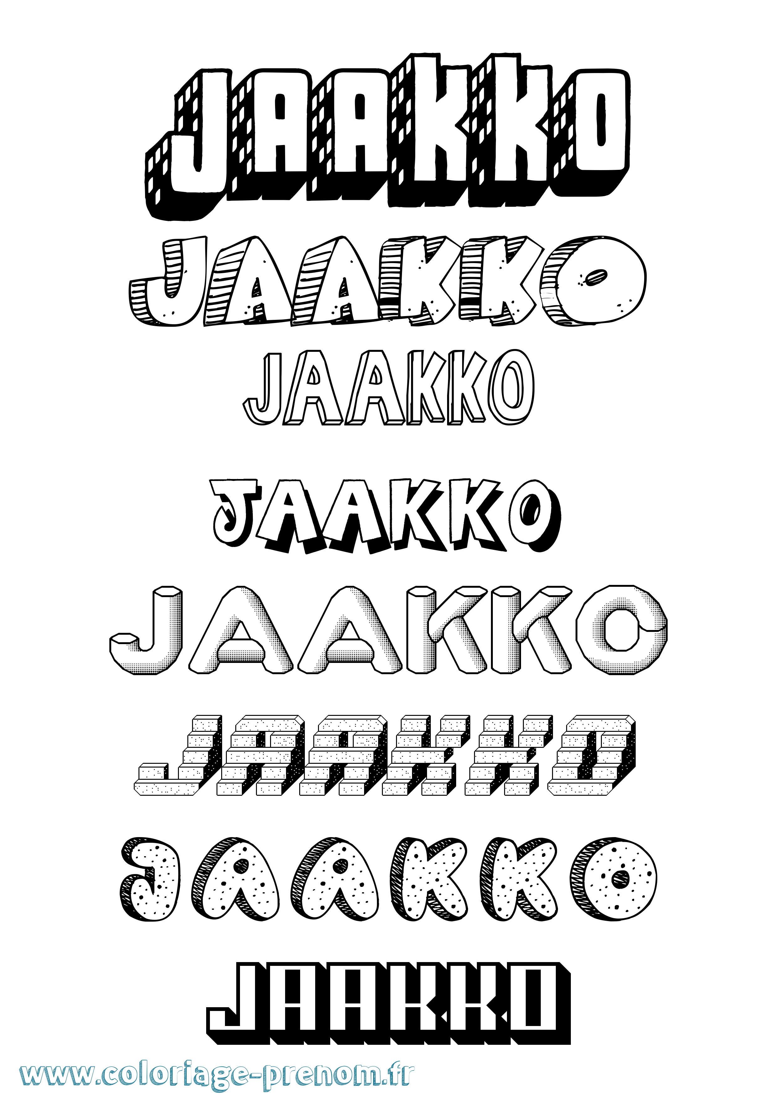 Coloriage Jaakko Effet 3D Coloriage prénom Jaakko Effet 3D