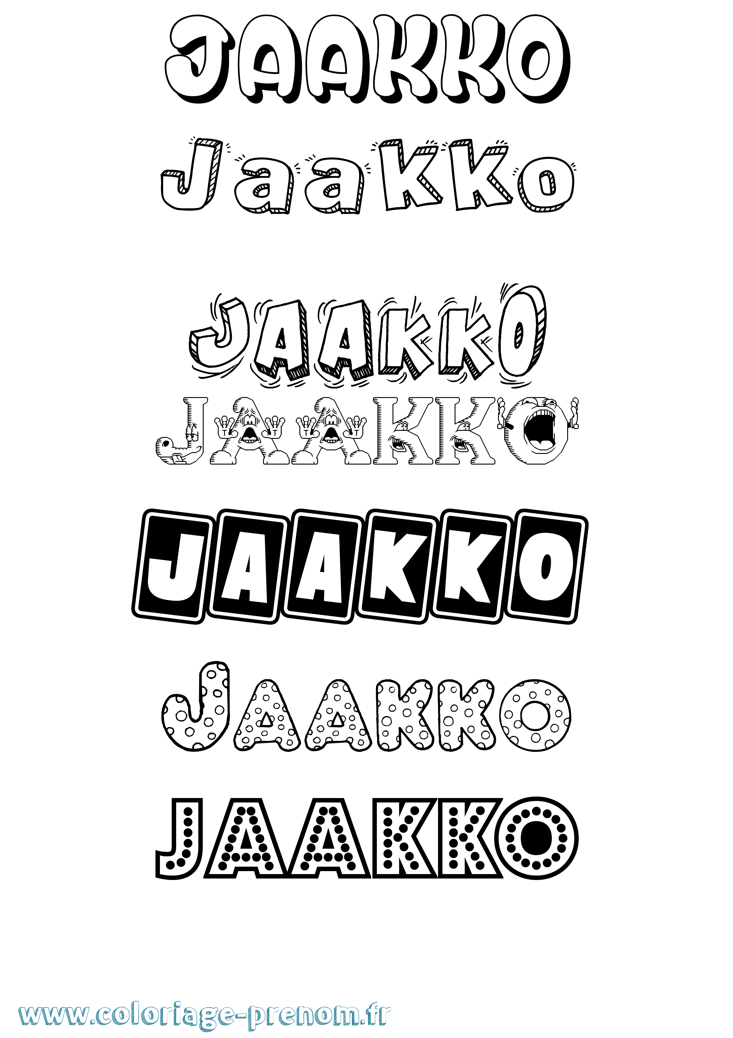 Coloriage Jaakko Fun Coloriage prénom Jaakko Fun