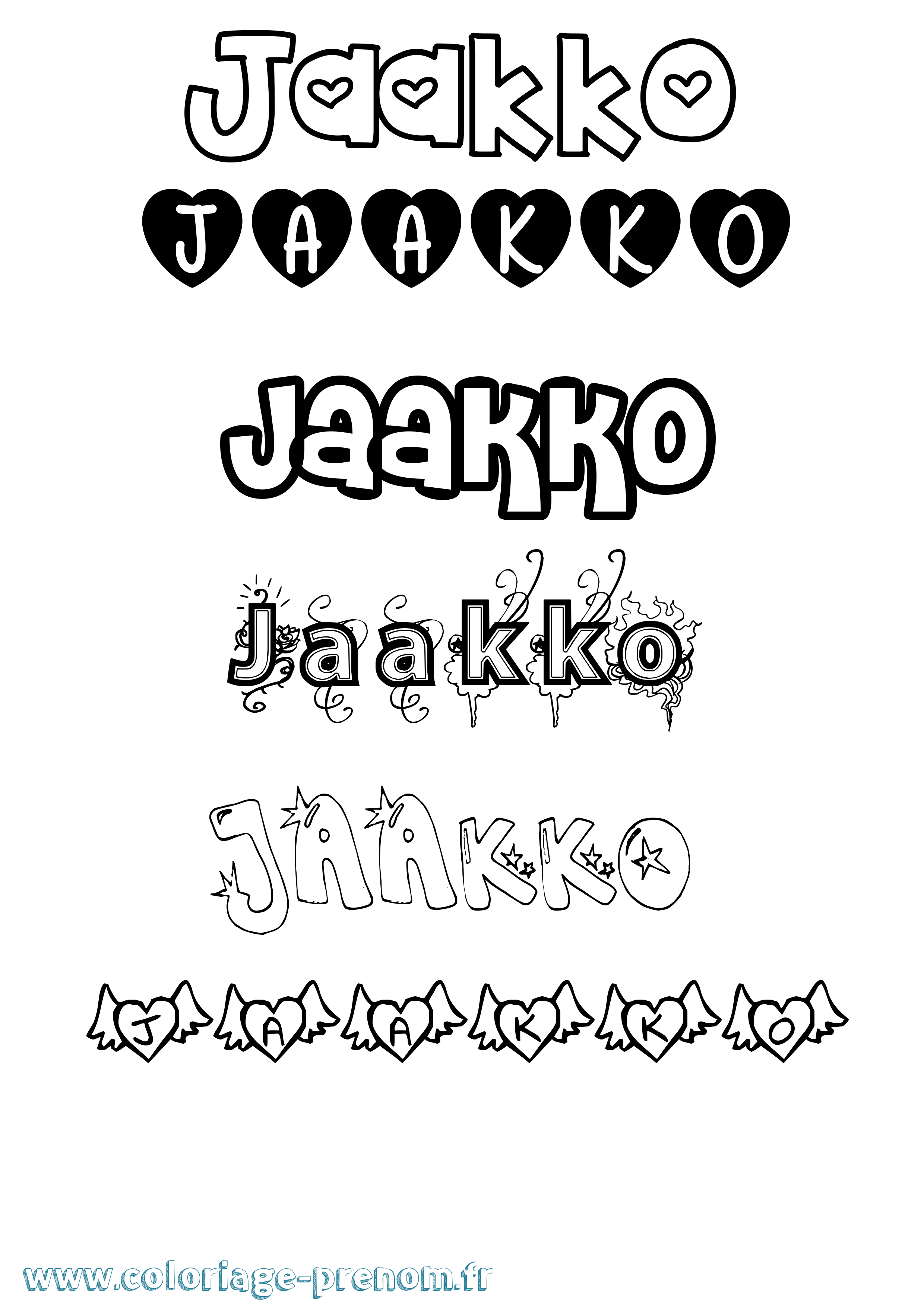 Coloriage Jaakko Girly Coloriage prénom Jaakko Girly