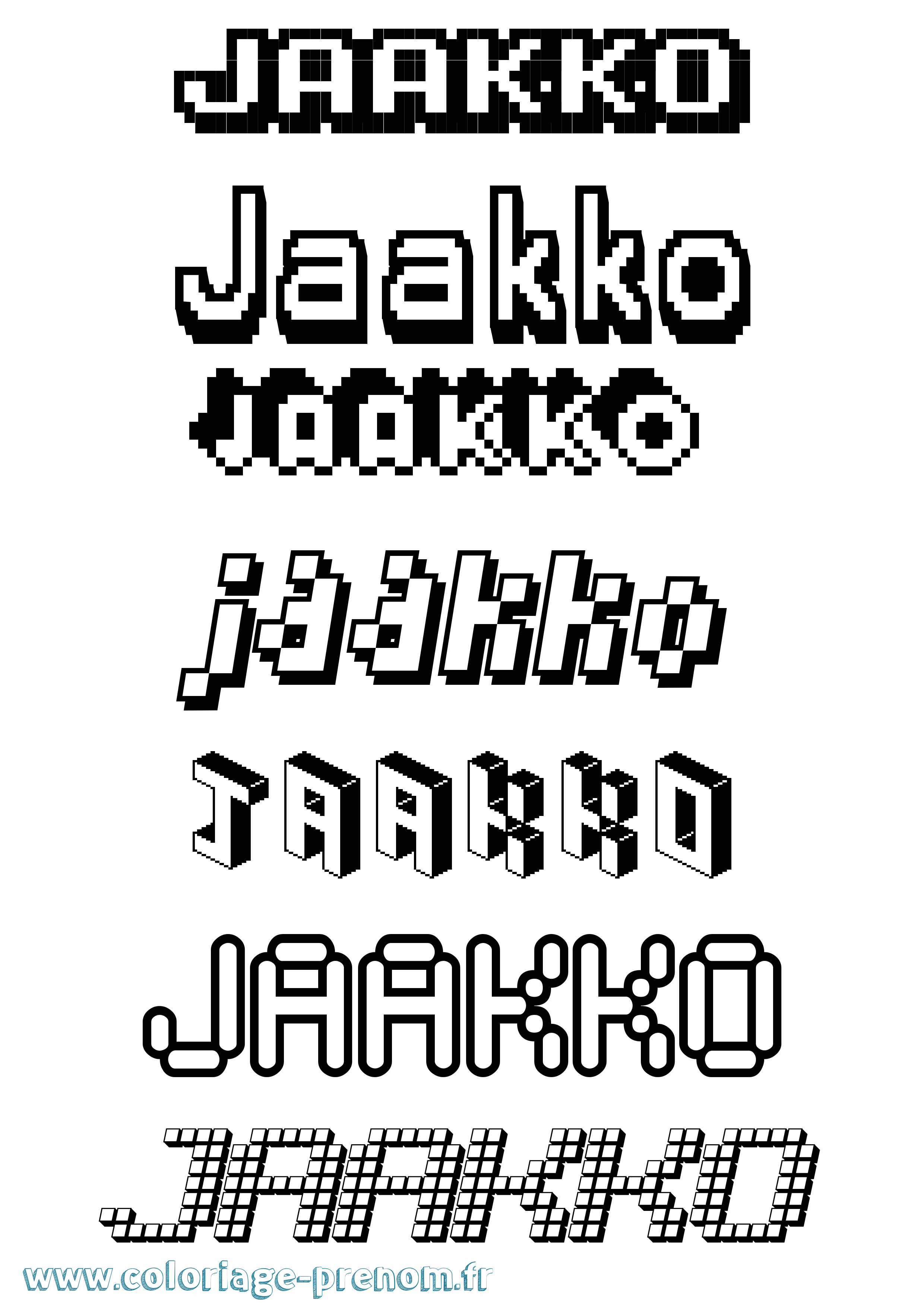 Coloriage Jaakko Pixel Coloriage prénom Jaakko Pixel