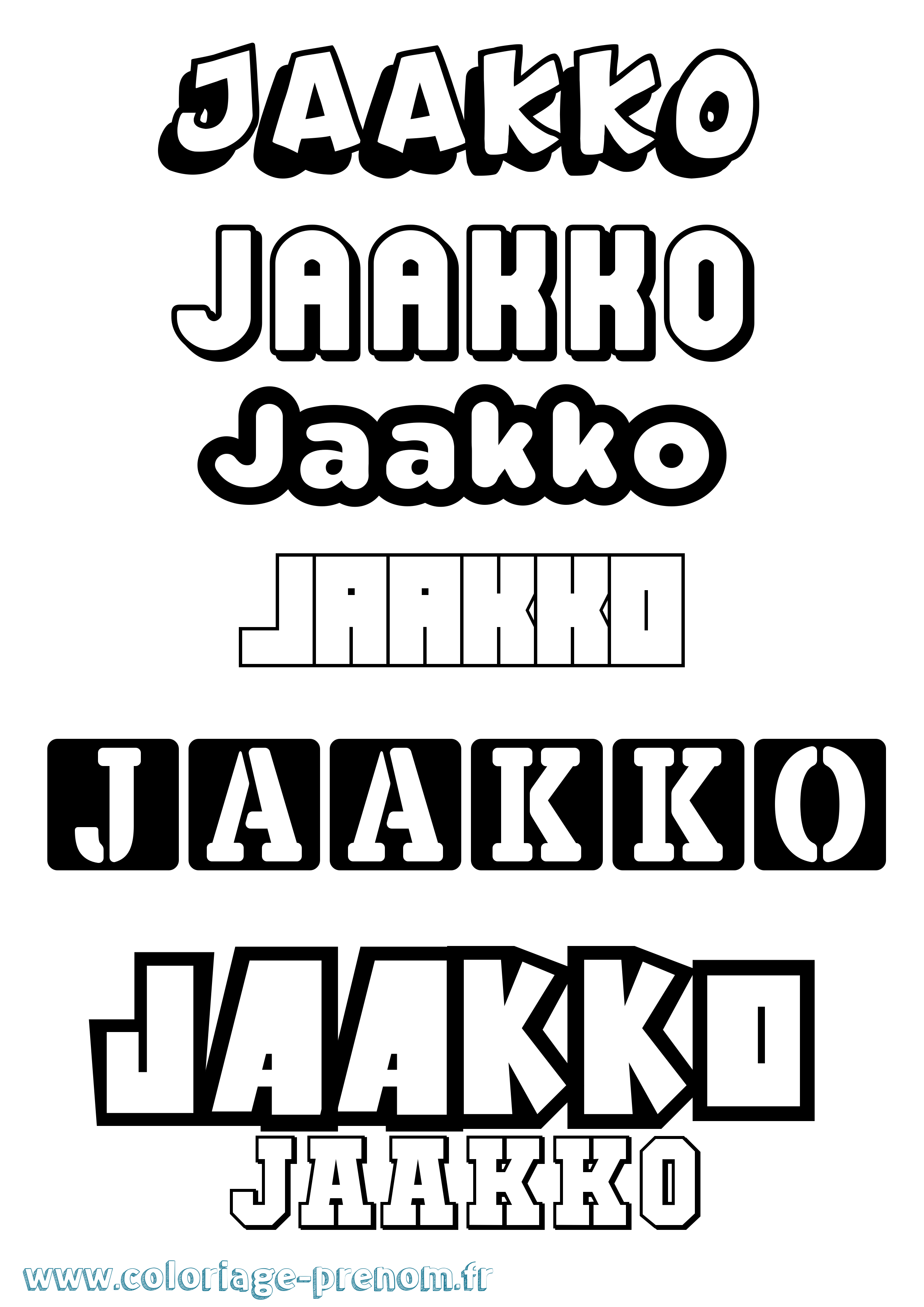 Coloriage Jaakko Simple Coloriage prénom Jaakko Simple