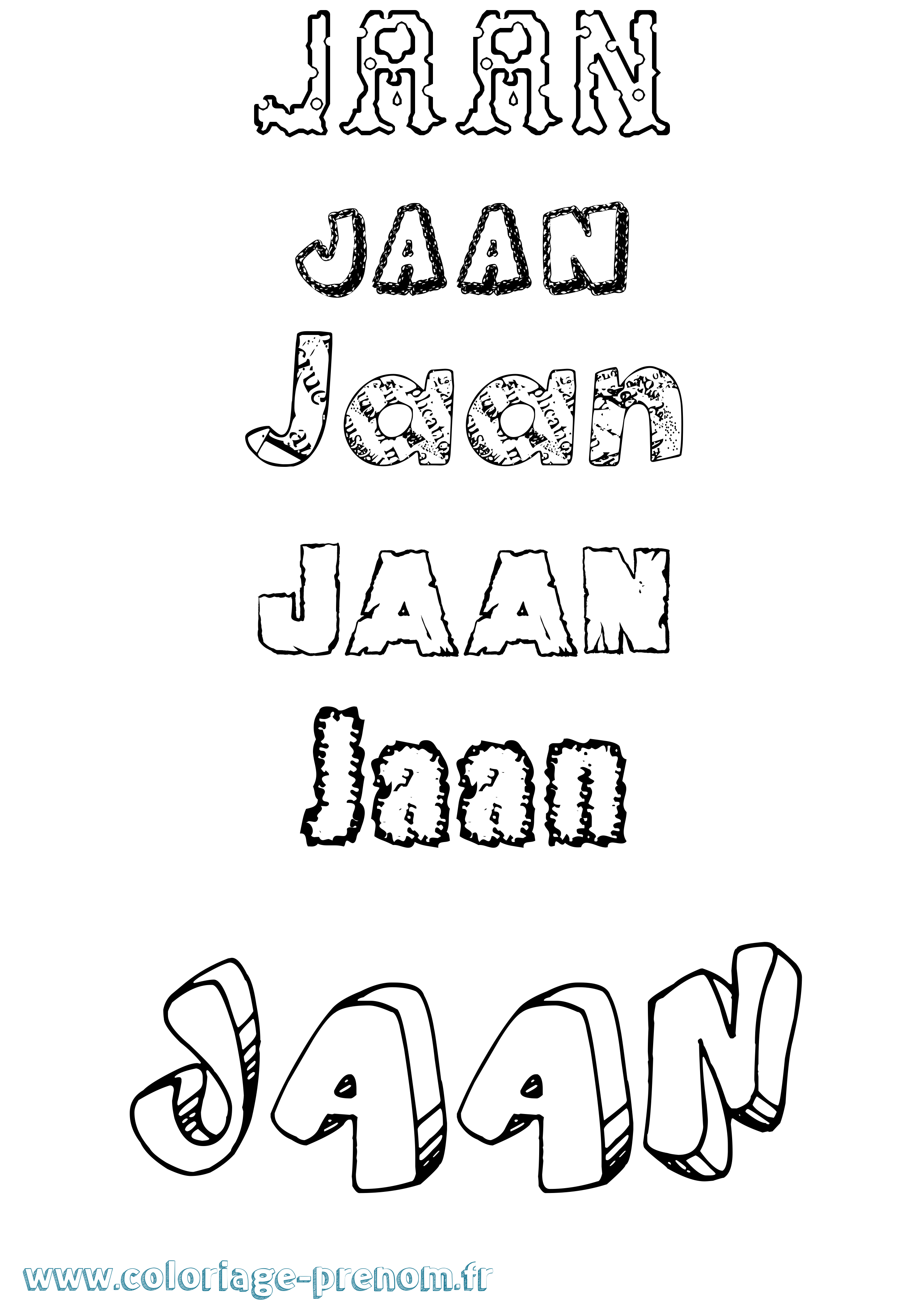 Coloriage prénom Jaan Destructuré