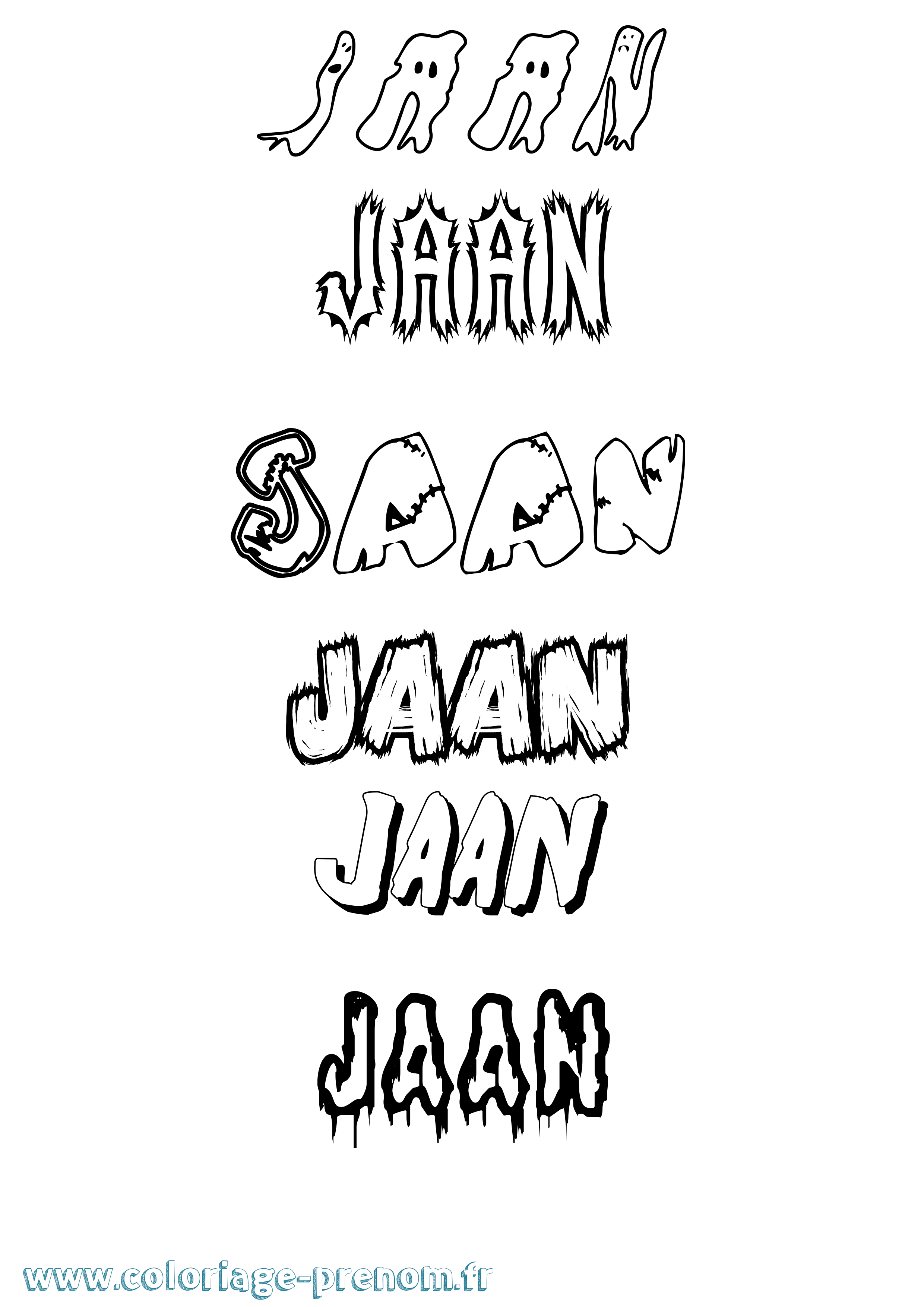 Coloriage prénom Jaan Frisson