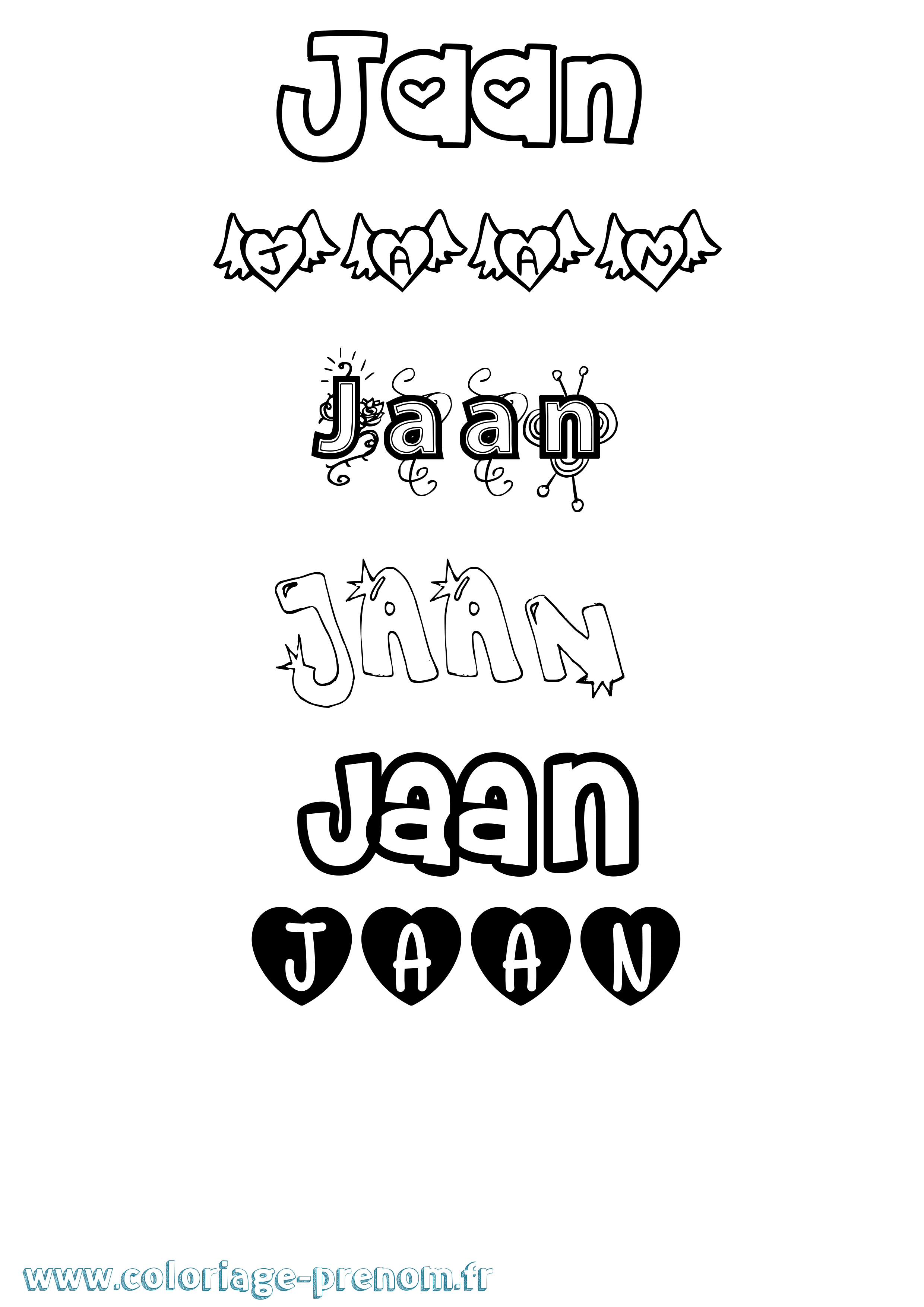 Coloriage prénom Jaan Girly