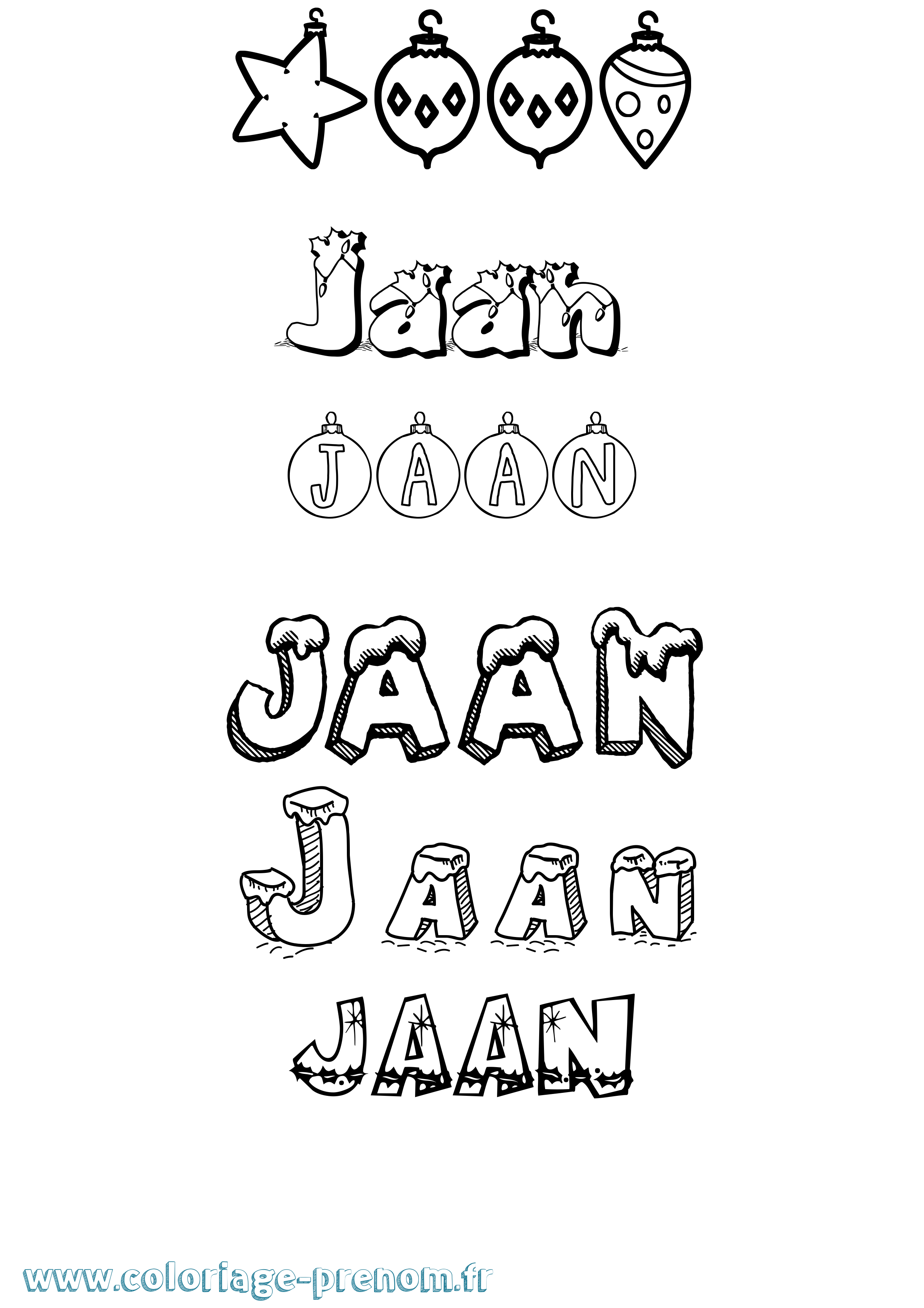Coloriage prénom Jaan Noël