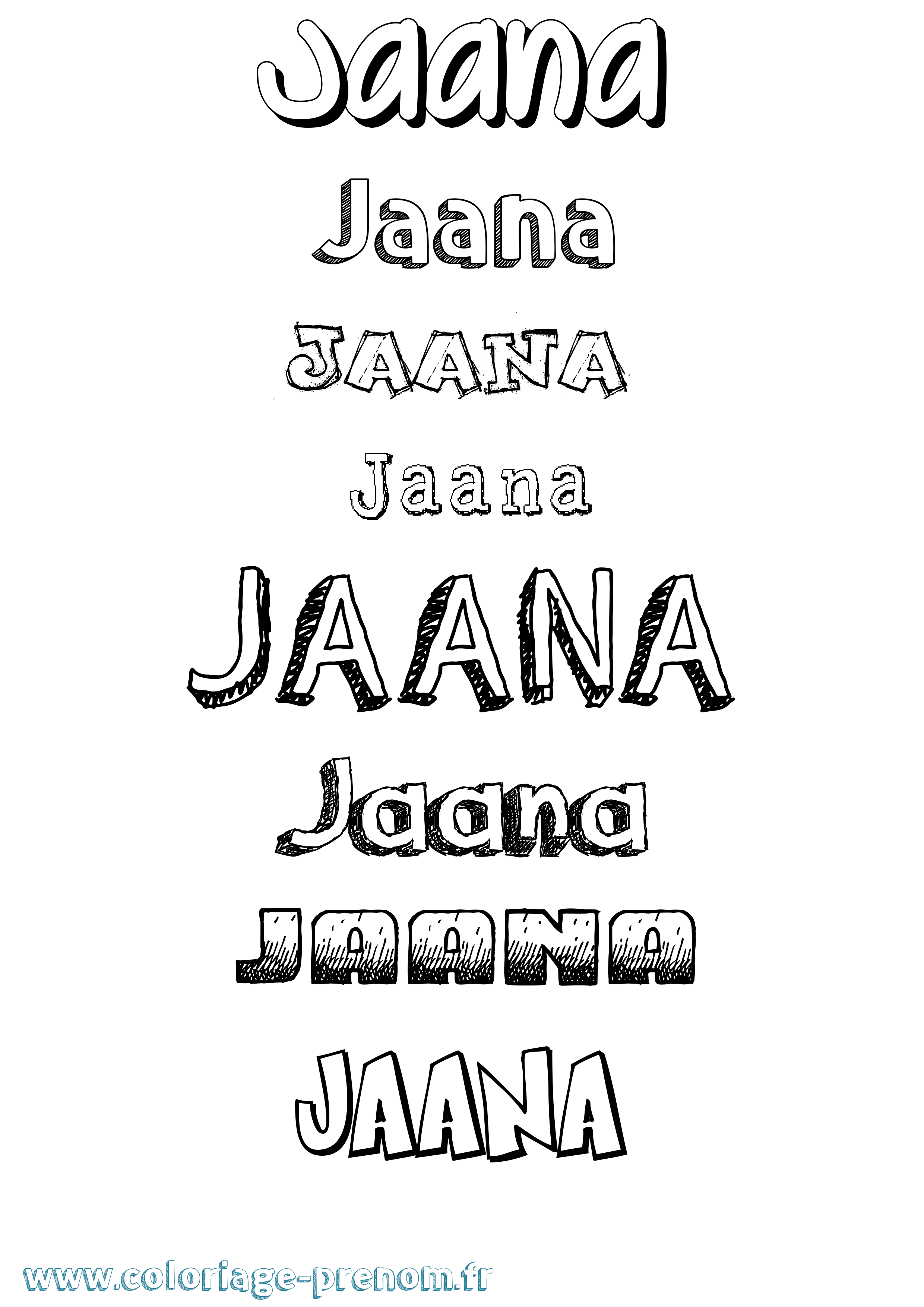 Coloriage prénom Jaana Dessiné