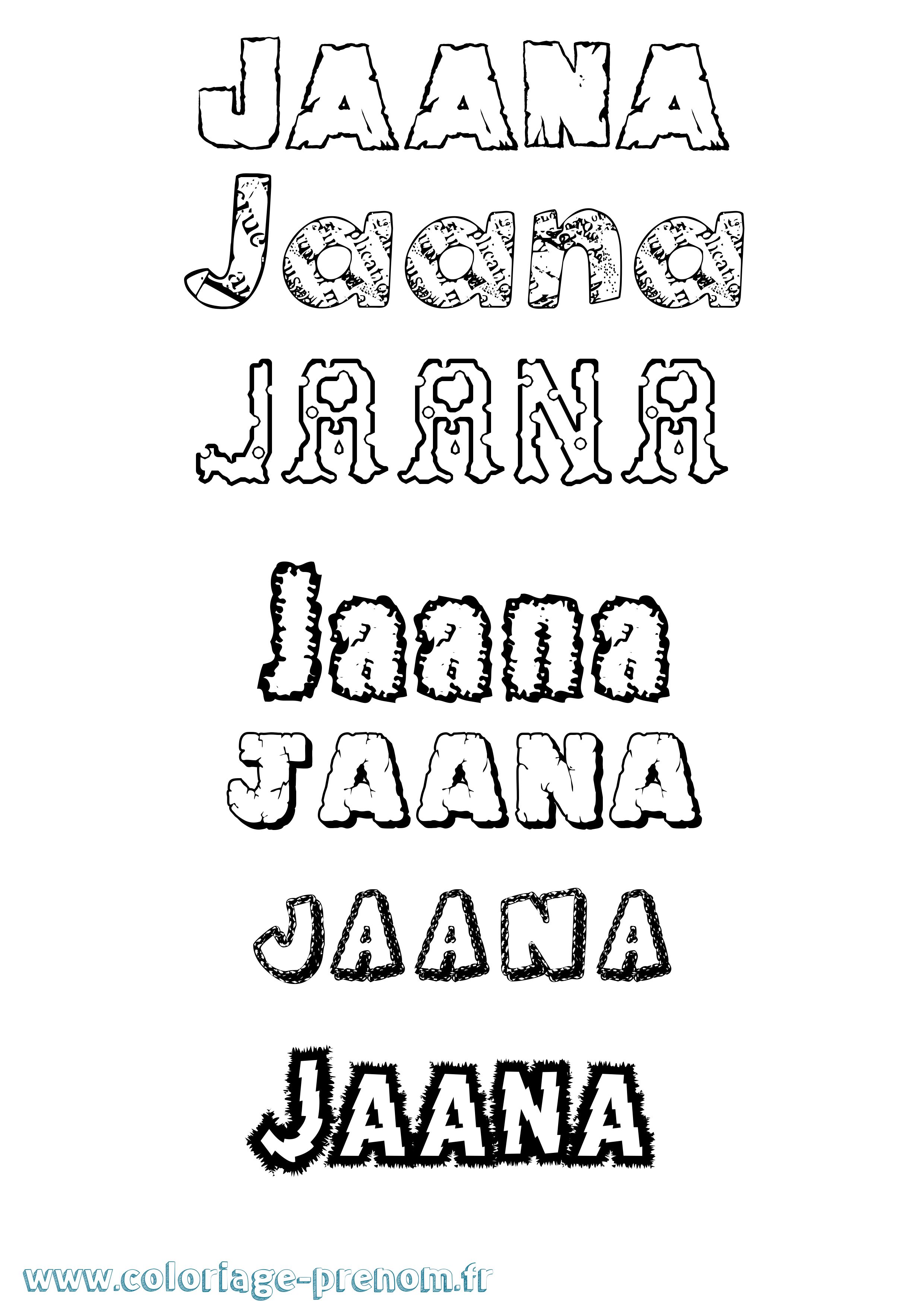 Coloriage prénom Jaana Destructuré