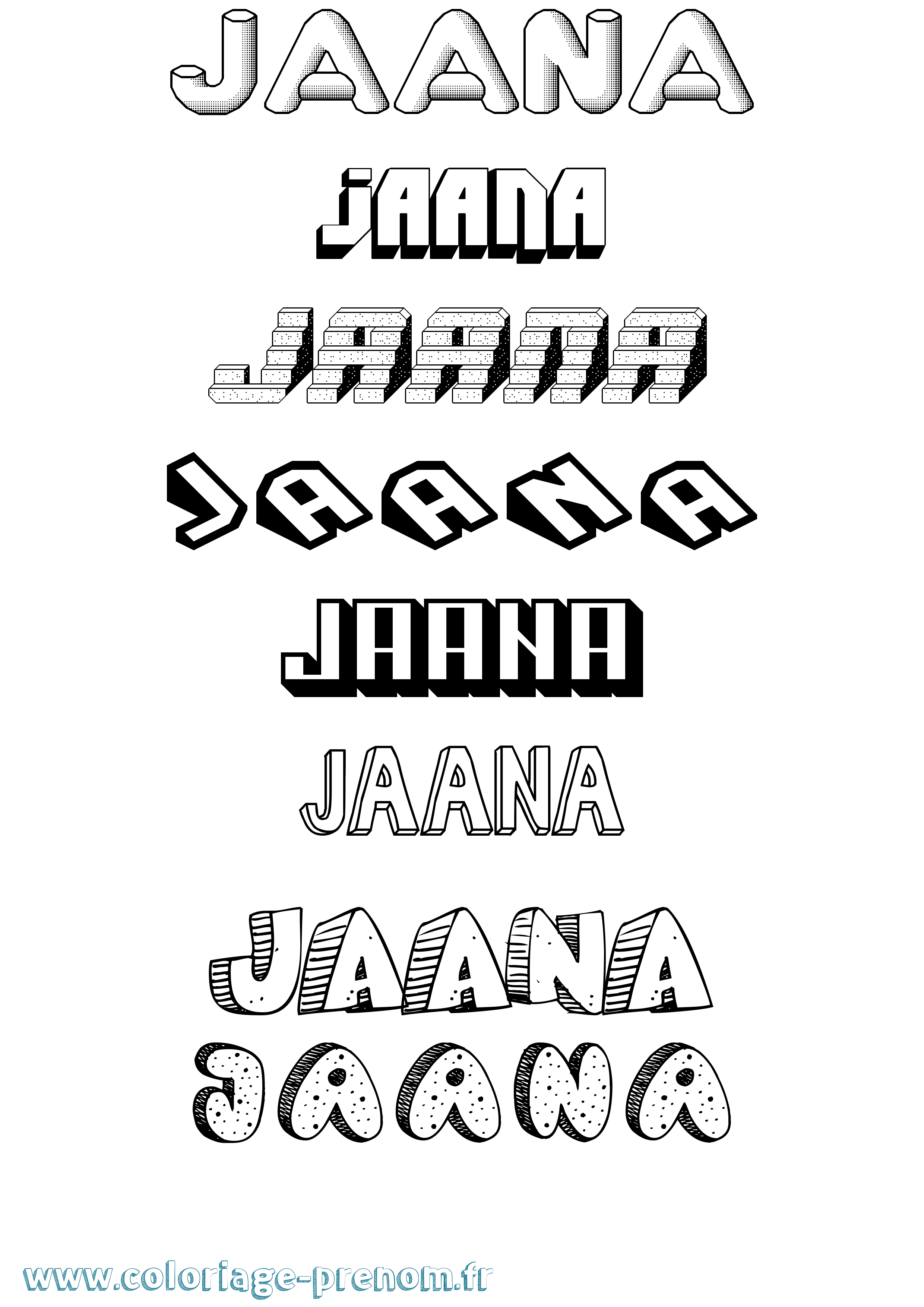 Coloriage prénom Jaana Effet 3D