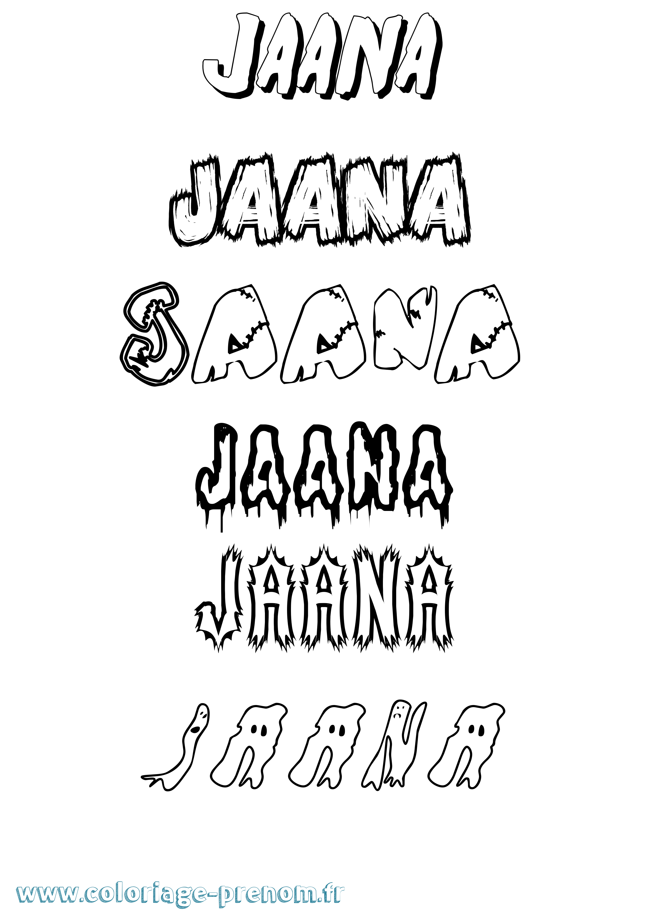 Coloriage prénom Jaana Frisson