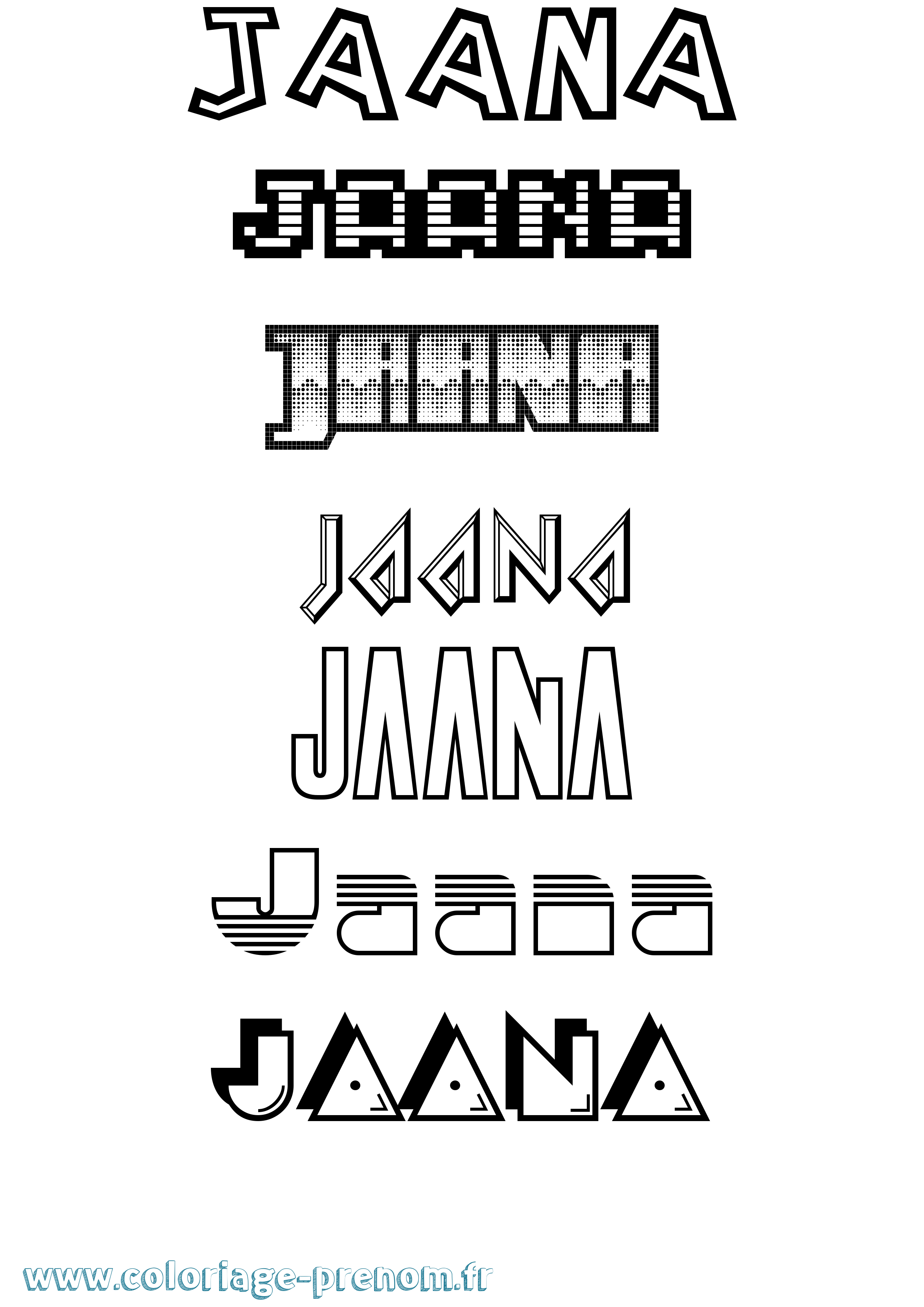Coloriage prénom Jaana Jeux Vidéos