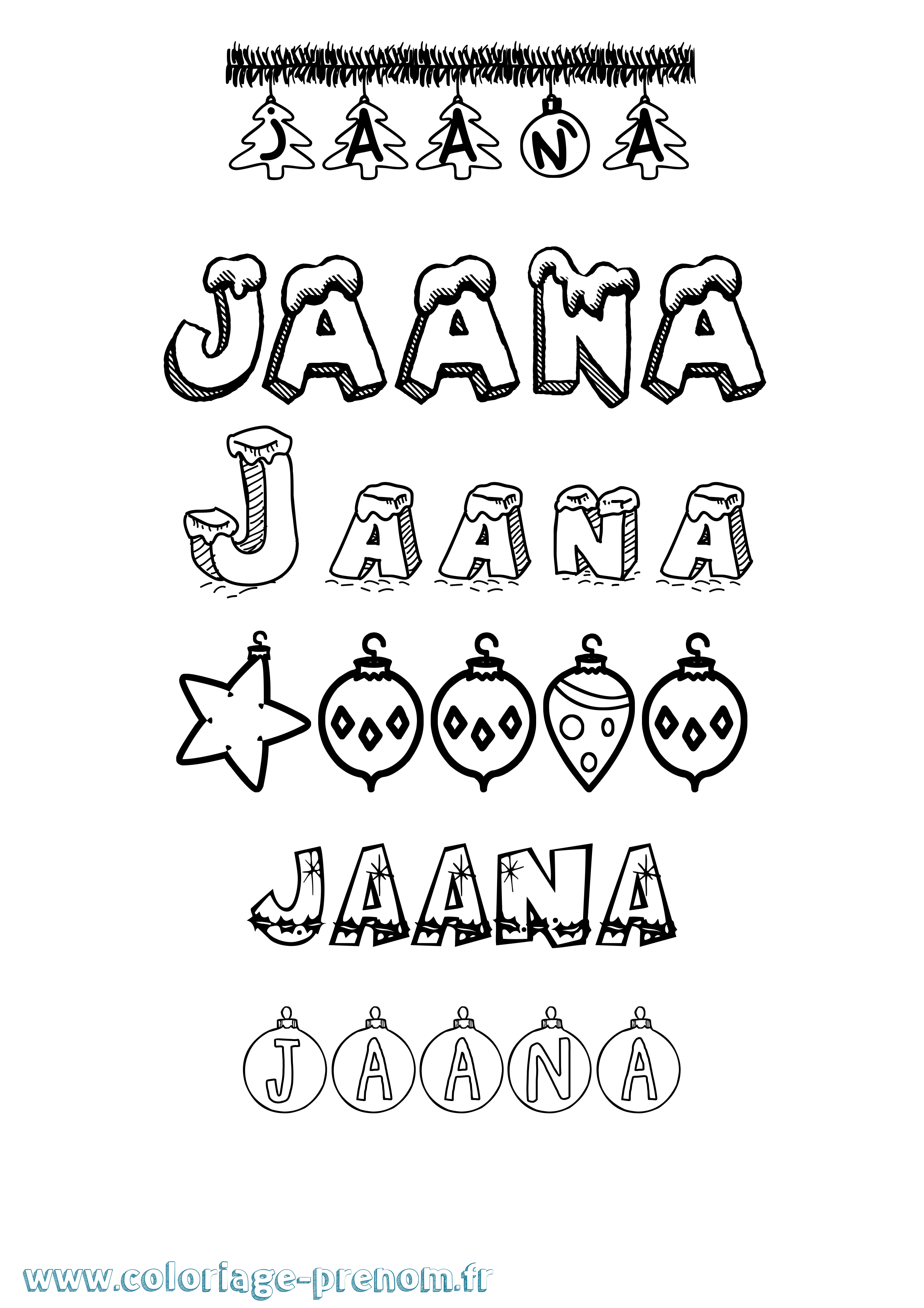 Coloriage prénom Jaana Noël