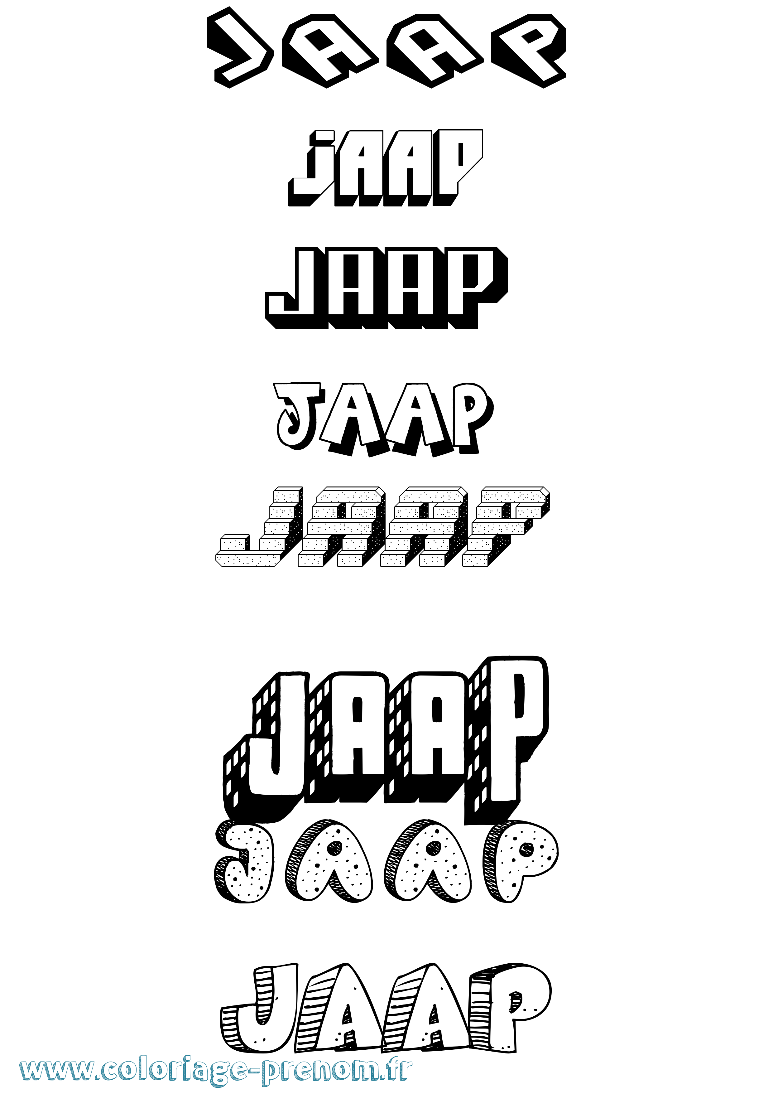 Coloriage prénom Jaap Effet 3D