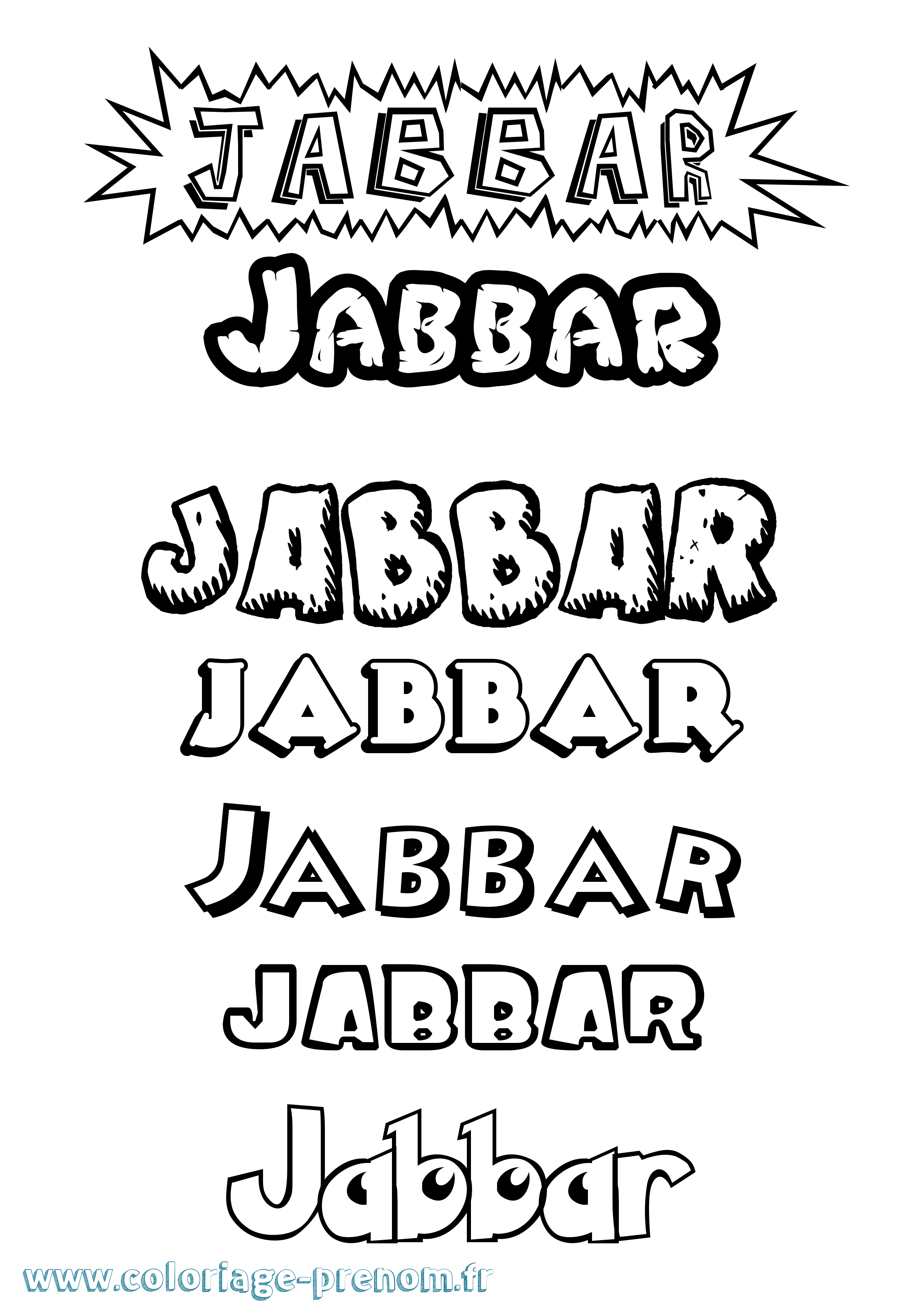 Coloriage prénom Jabbar Dessin Animé