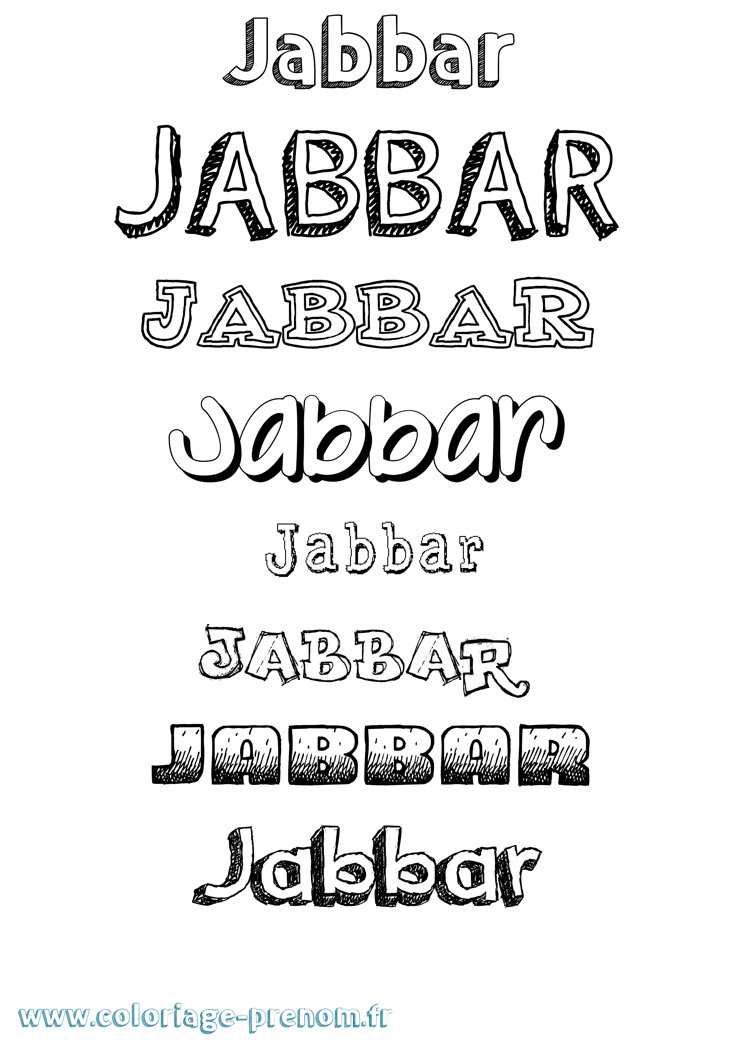 Coloriage prénom Jabbar Dessiné