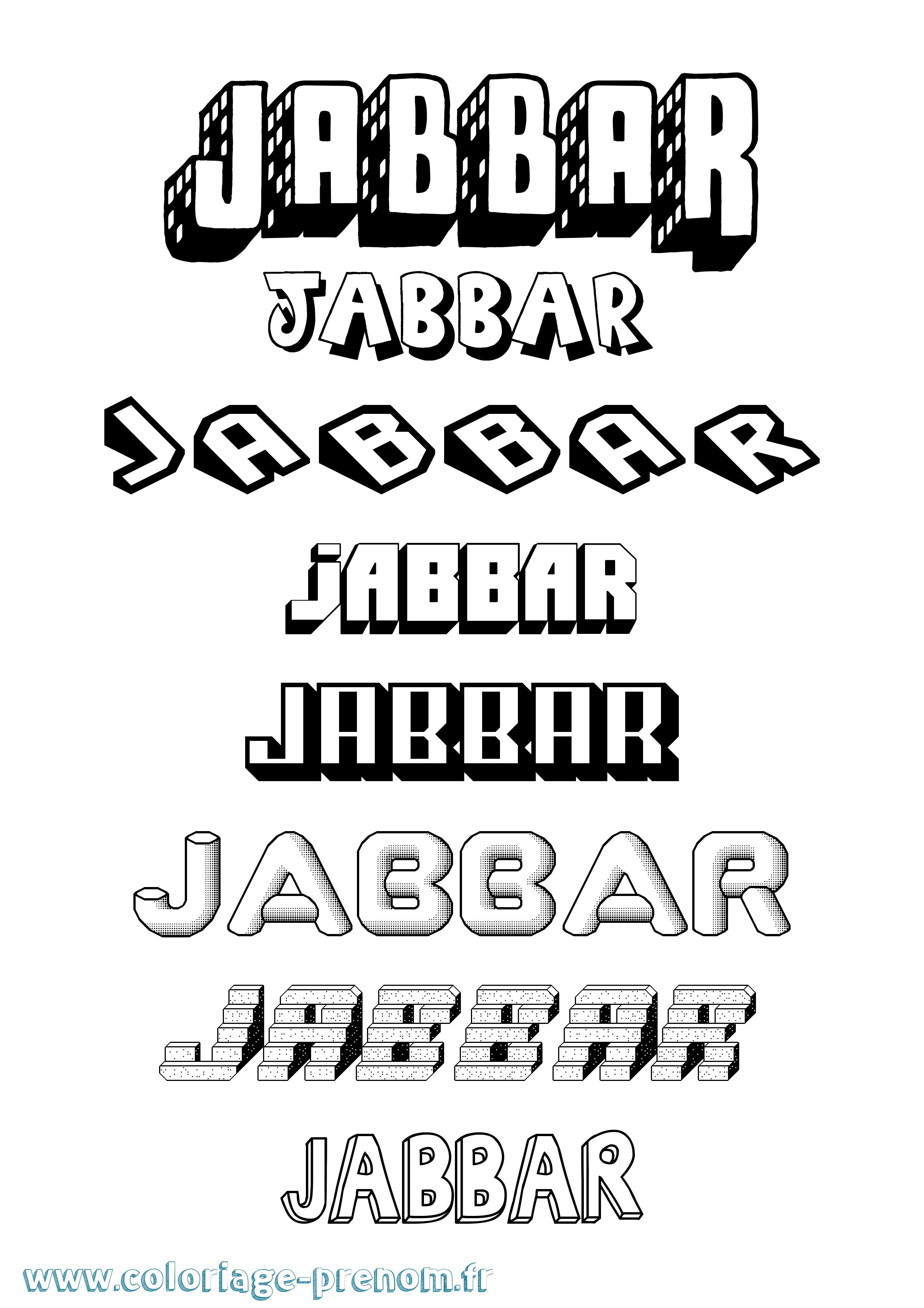 Coloriage prénom Jabbar Effet 3D