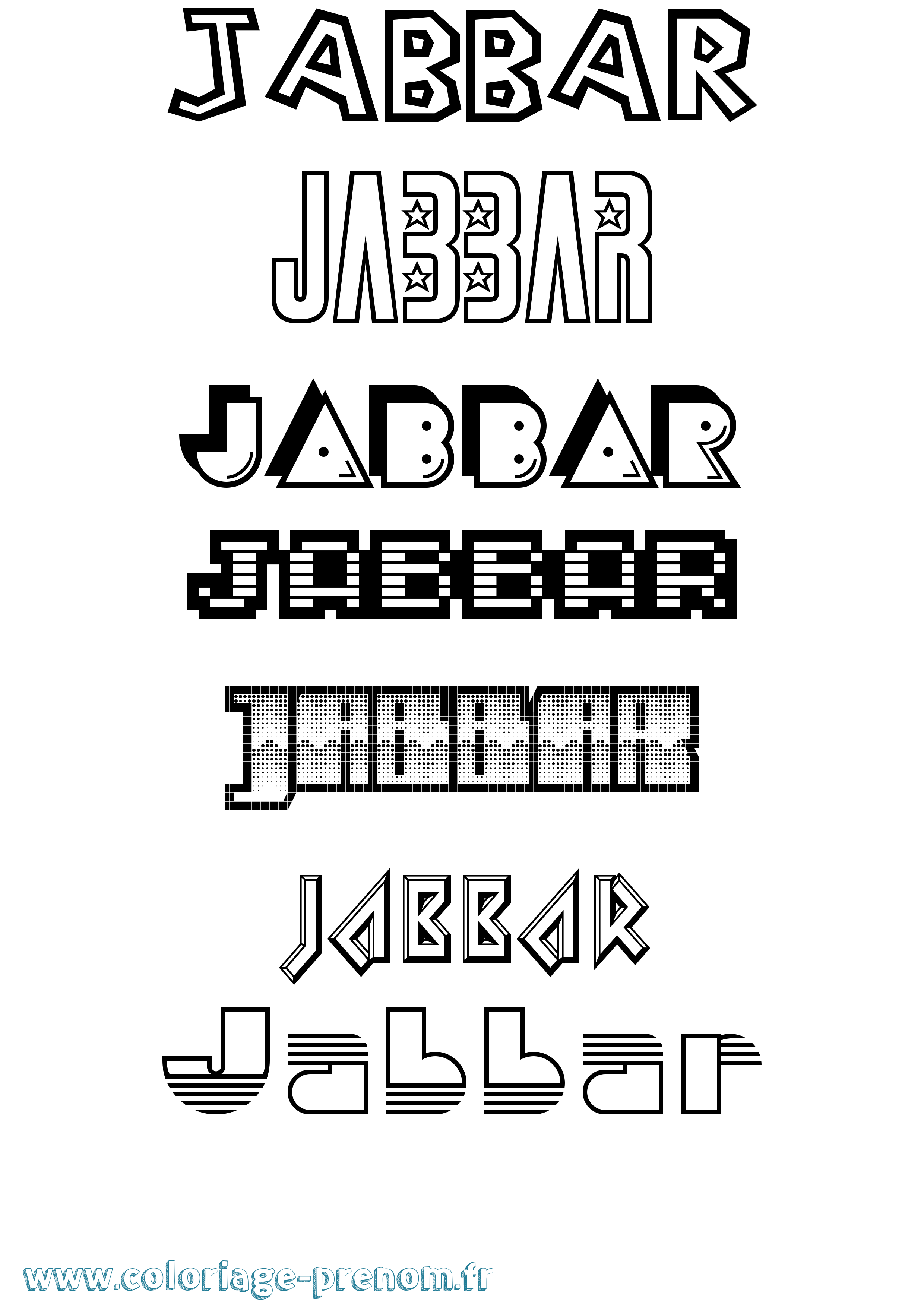 Coloriage prénom Jabbar Jeux Vidéos