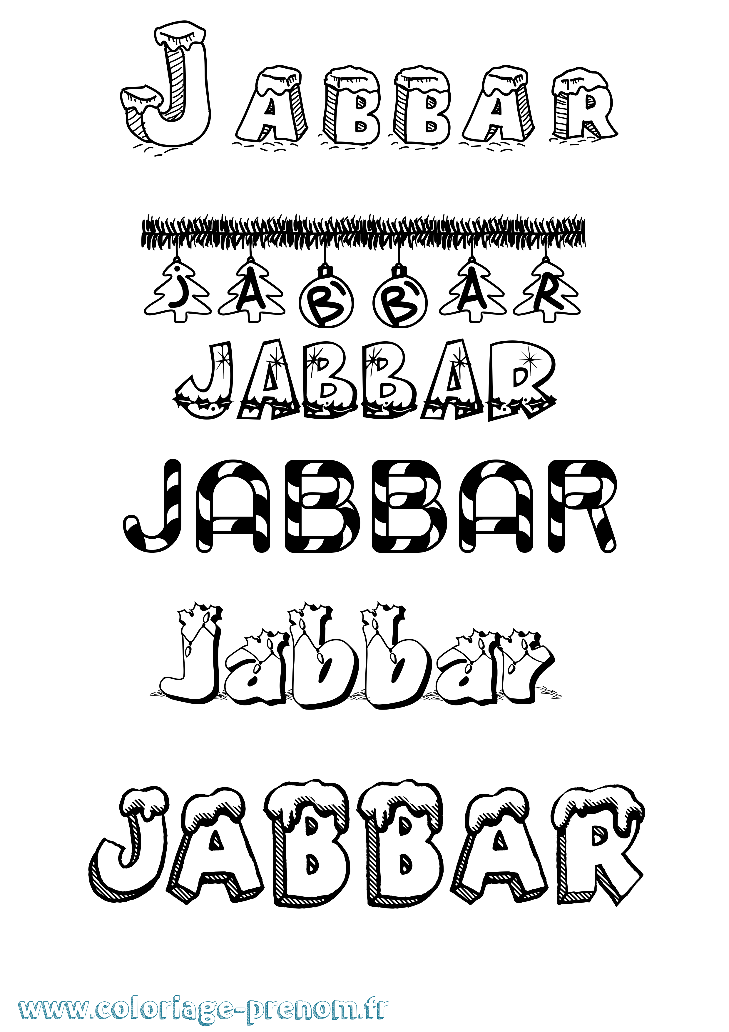 Coloriage prénom Jabbar Noël