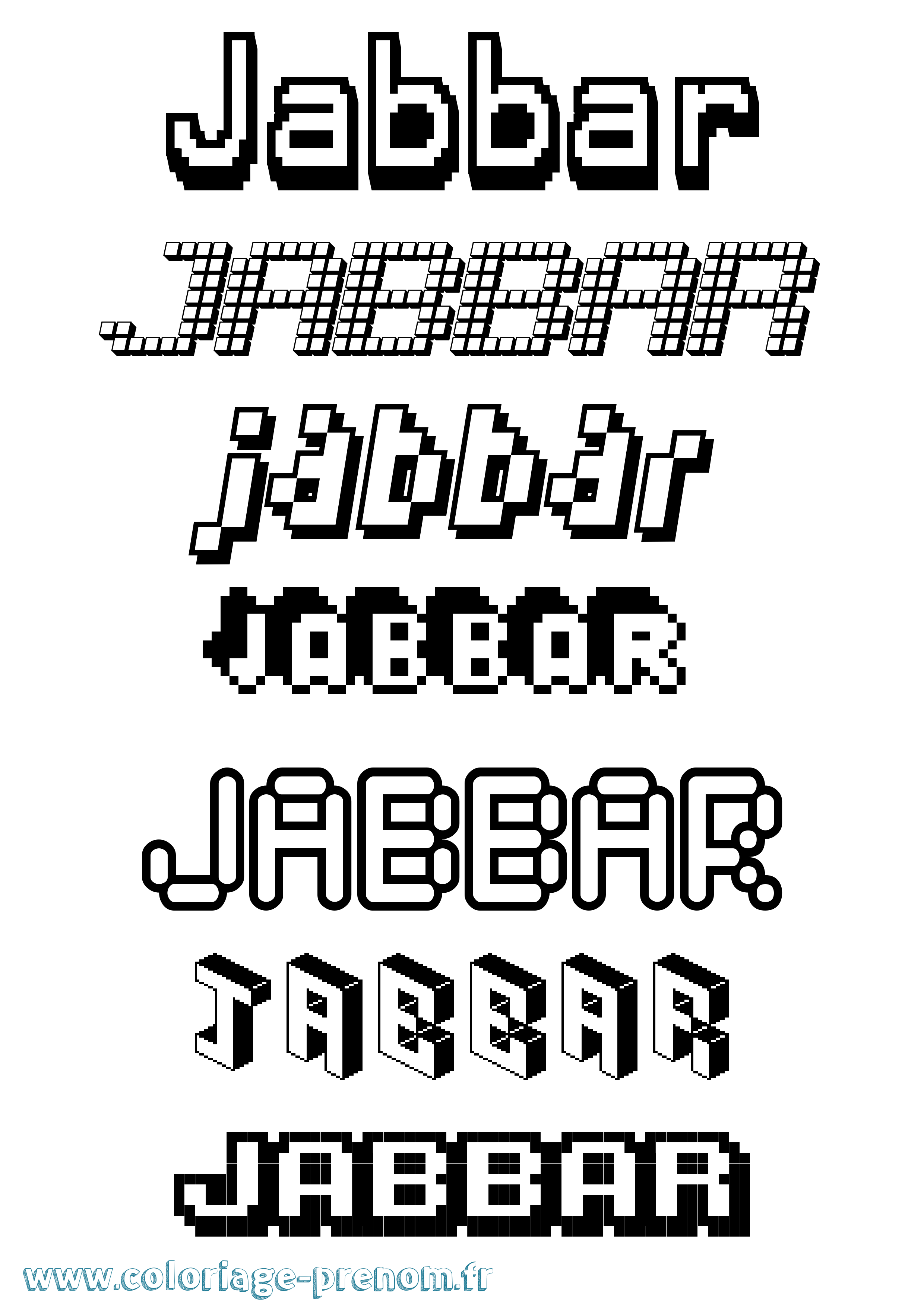 Coloriage prénom Jabbar Pixel