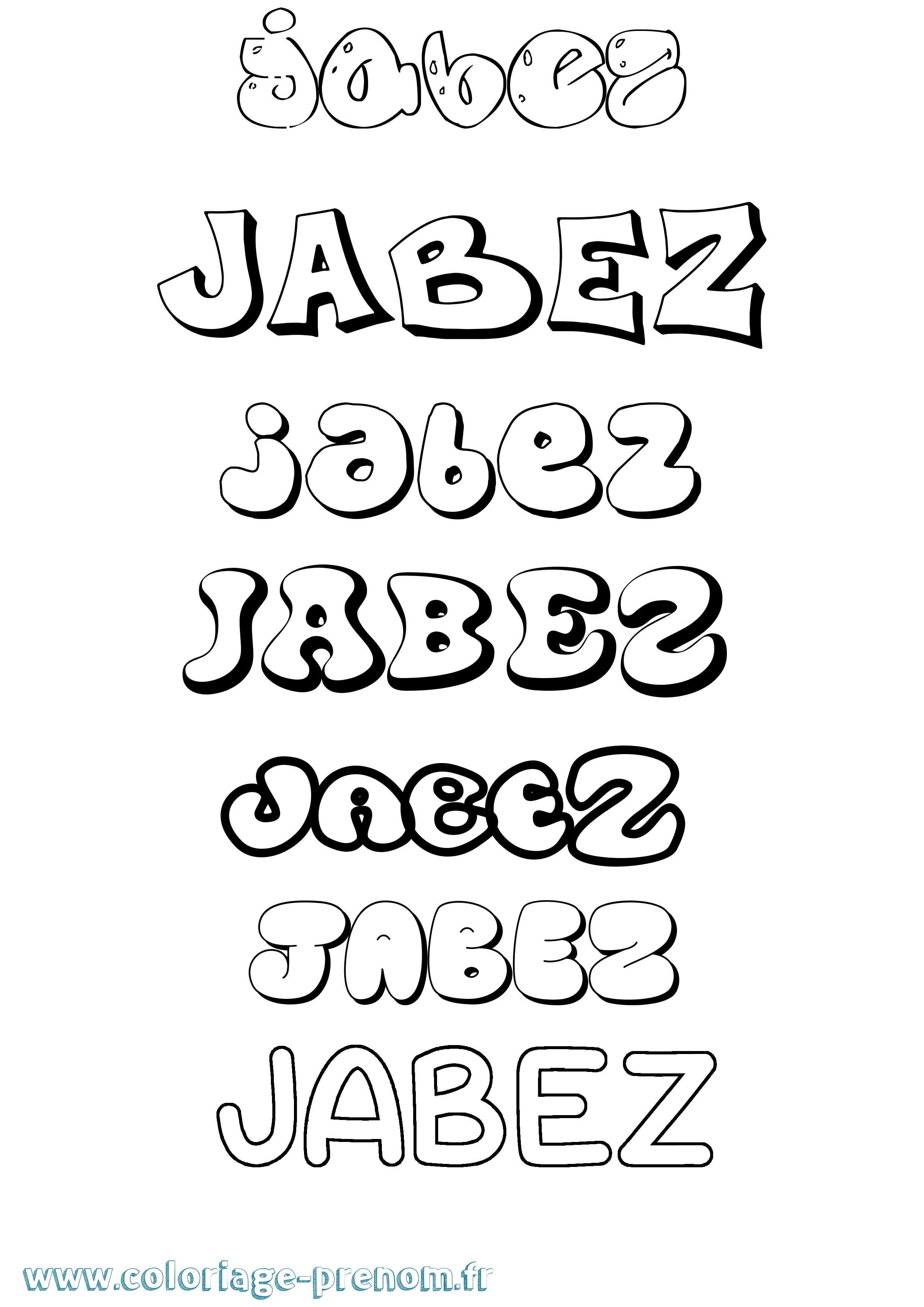 Coloriage prénom Jabez Bubble