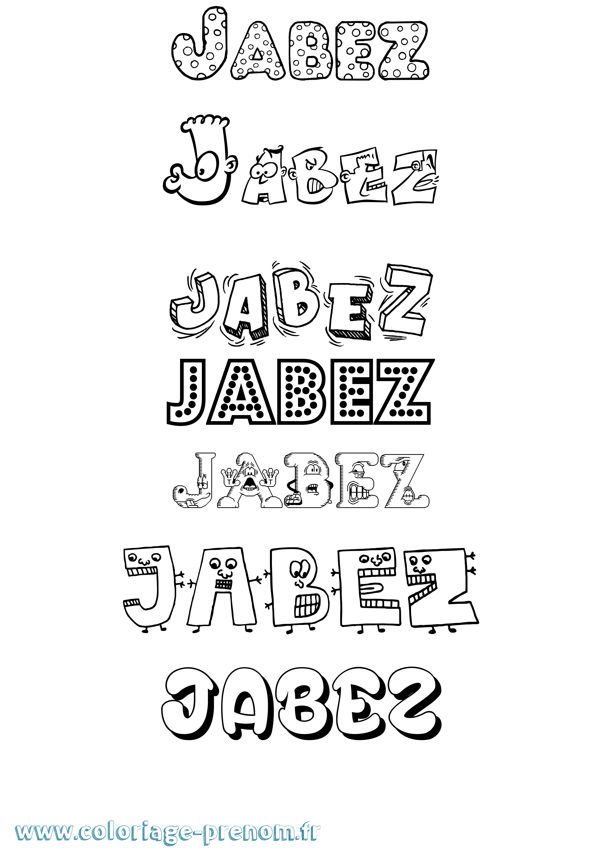 Coloriage prénom Jabez Fun