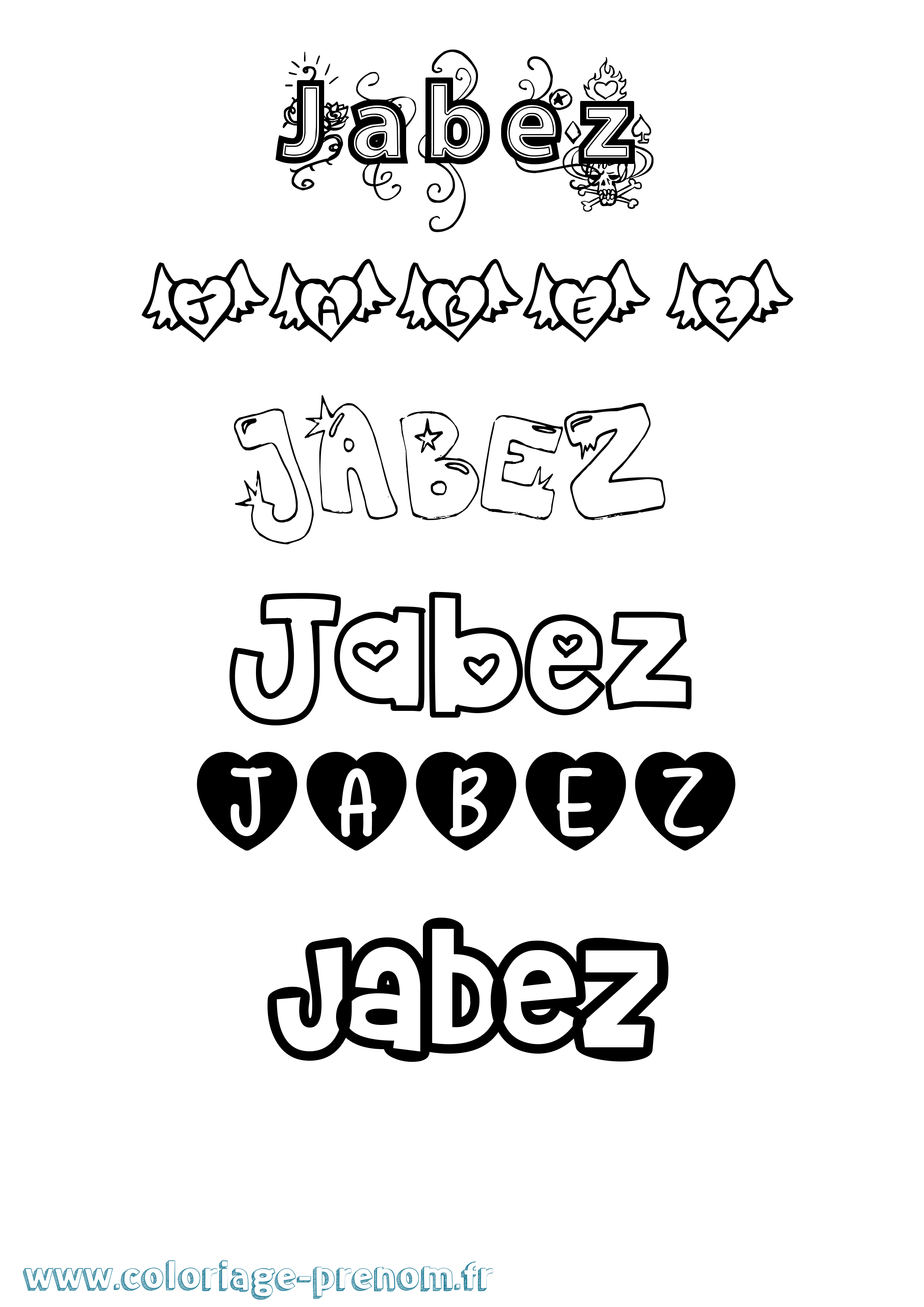 Coloriage prénom Jabez Girly