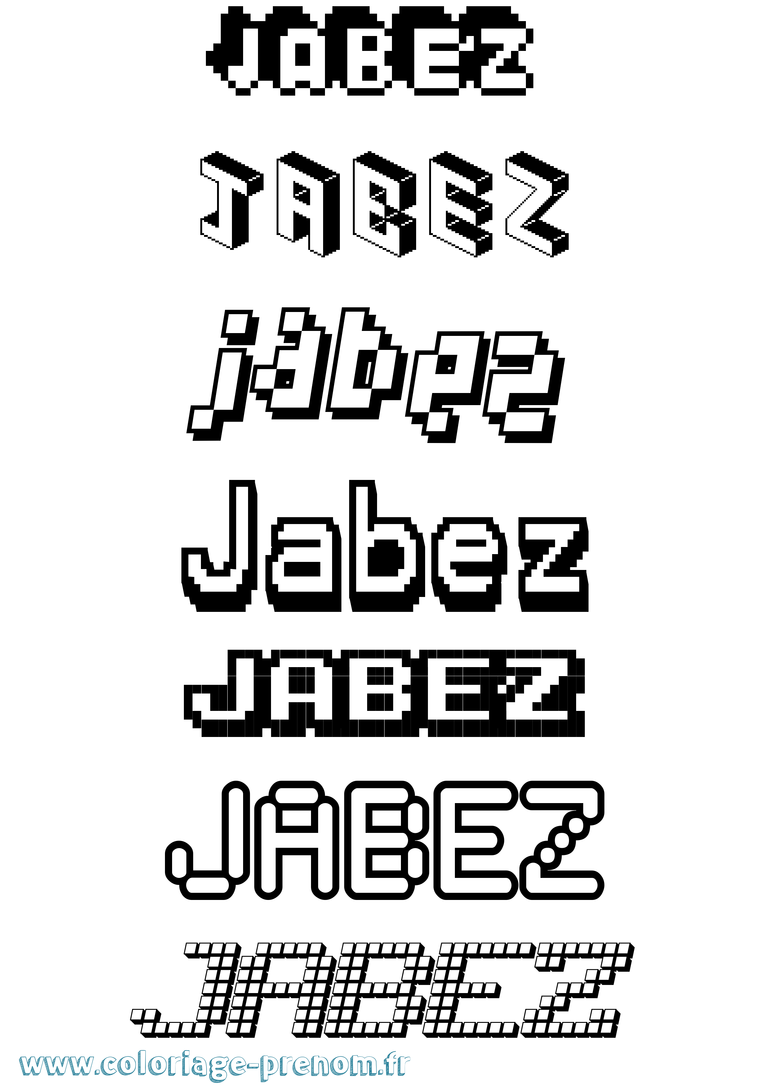 Coloriage prénom Jabez Pixel