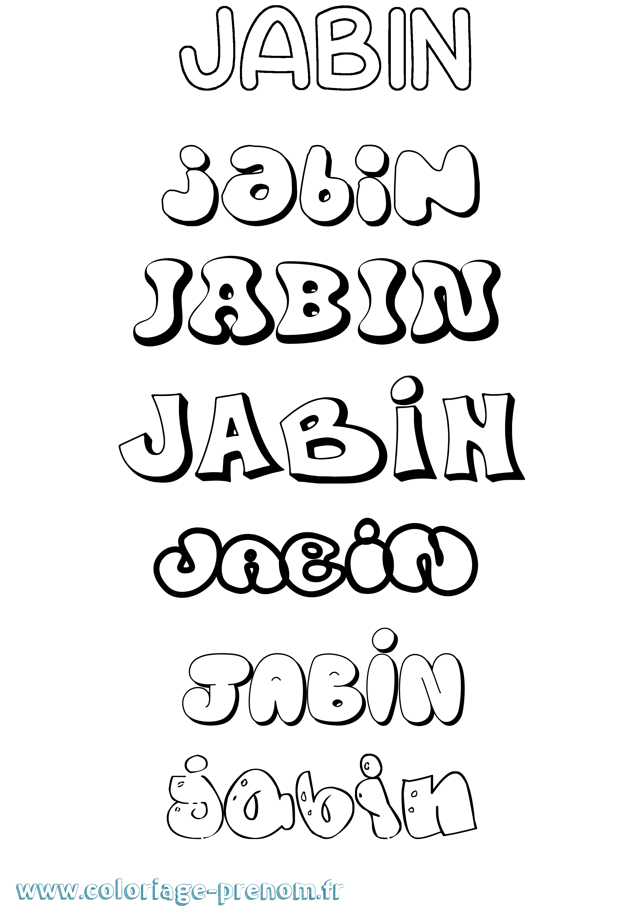 Coloriage Jabin Bubble Coloriage prénom Jabin Bubble