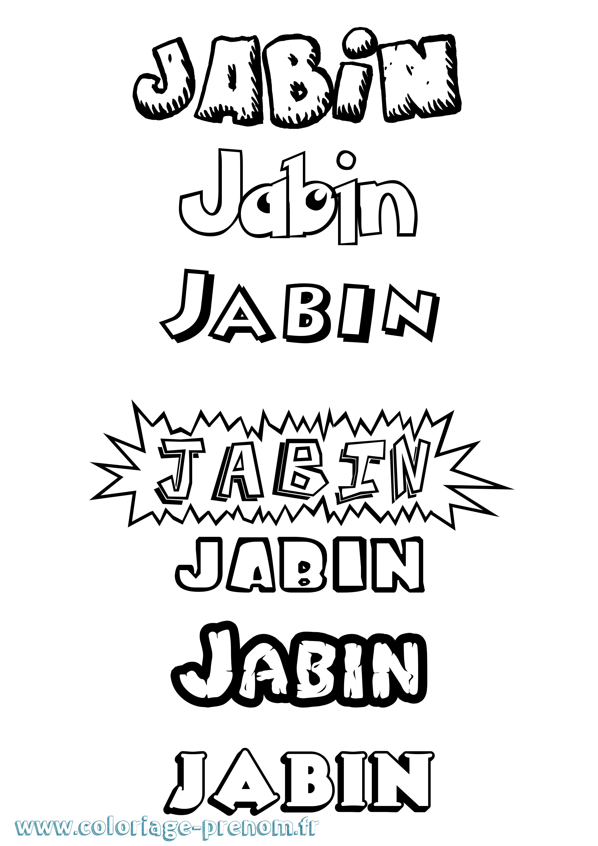 Coloriage Jabin Dessin Animé Coloriage prénom Jabin Dessin Animé